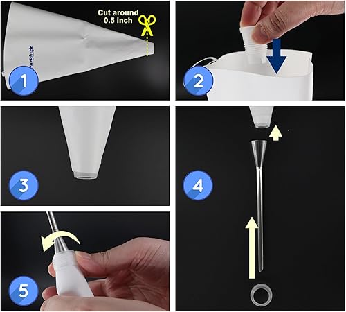 Miniatura 5 de StarBlue - Relleno de rosquillas Churro  Bolsa de tuberías reutilizable y boquilla con inyector de aguja grande, mejor ajuste con churrera churro