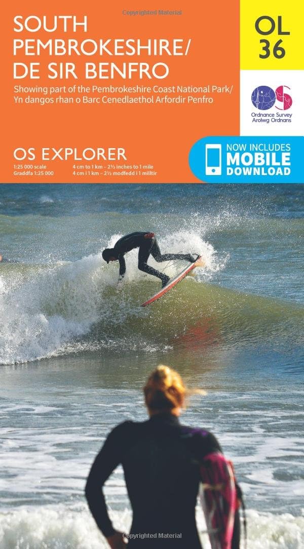South Pembrokeshire / De Sir Benfro Map | Pembrokeshire Coast National Park | Ordnance Survey | OS Explorer Map OL36 | Wales | Walks | Hiking | Maps | Adventure
