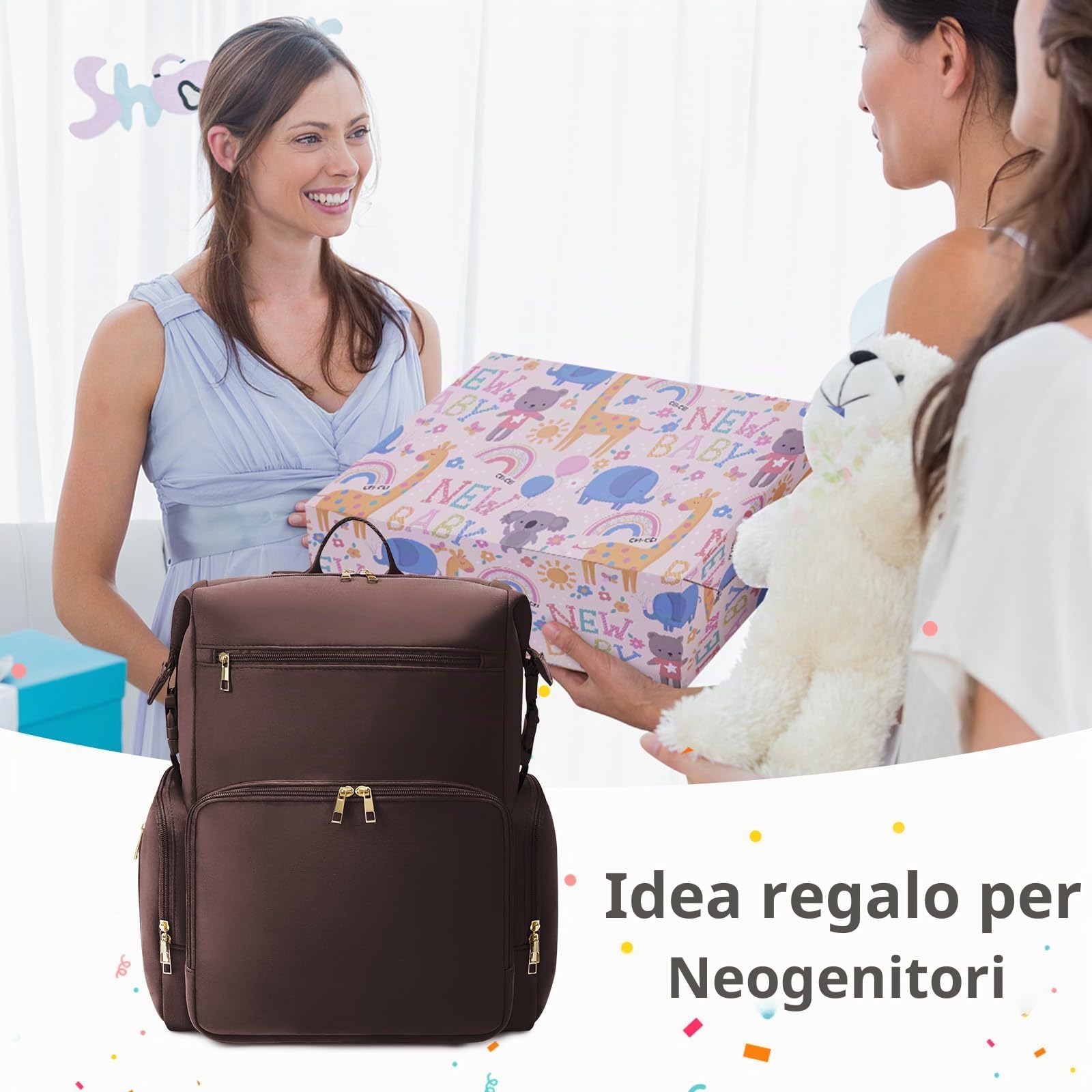 CEI-CEI Zaino Fasciatoio in Neoprene Impermeabile, Grande Capacità con Ampia Apertura, Tasche Termiche per Biberon, Fasciatoio Portatile Incluso, Zaino Multifunzione per Mamma e Papà