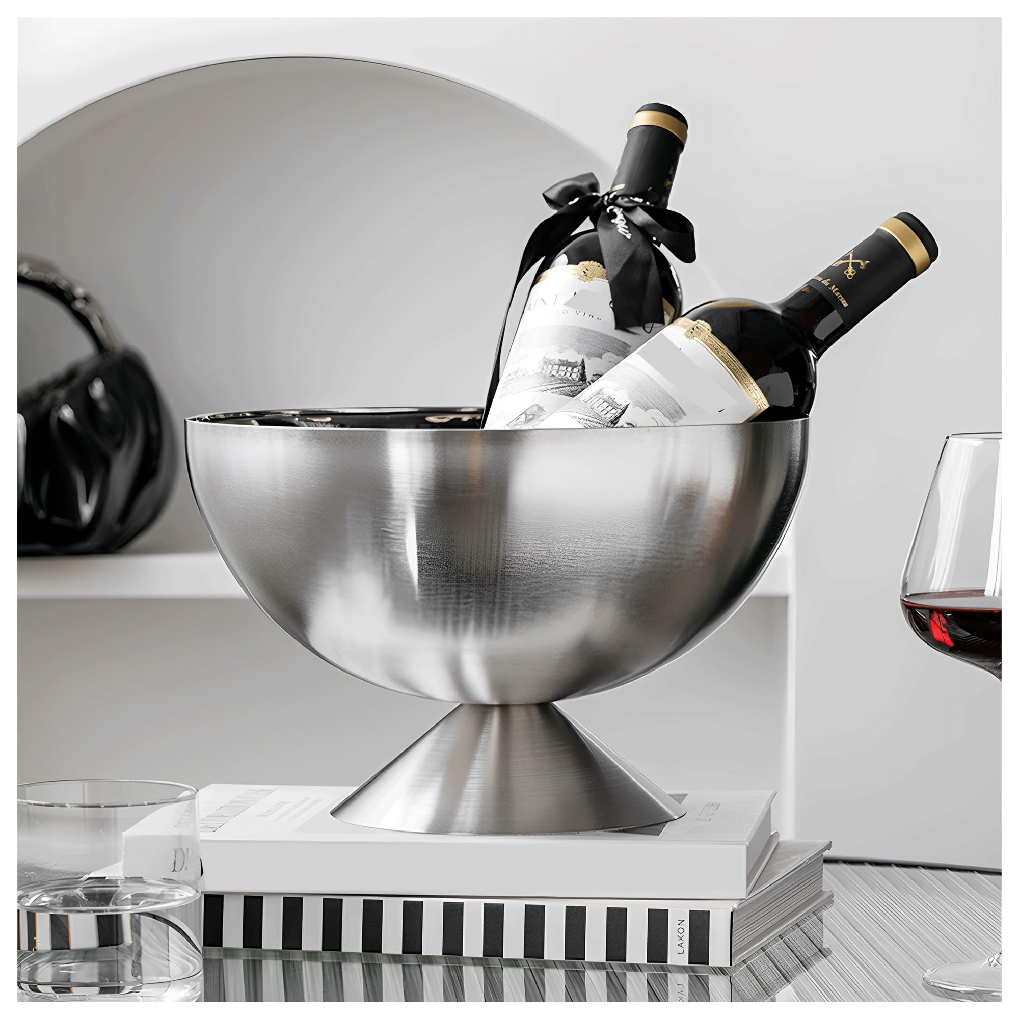 Cubiteras Cubo de Hielo Grande Acero Inoxidable for Fiestas y acampadas(Silver,Medio)