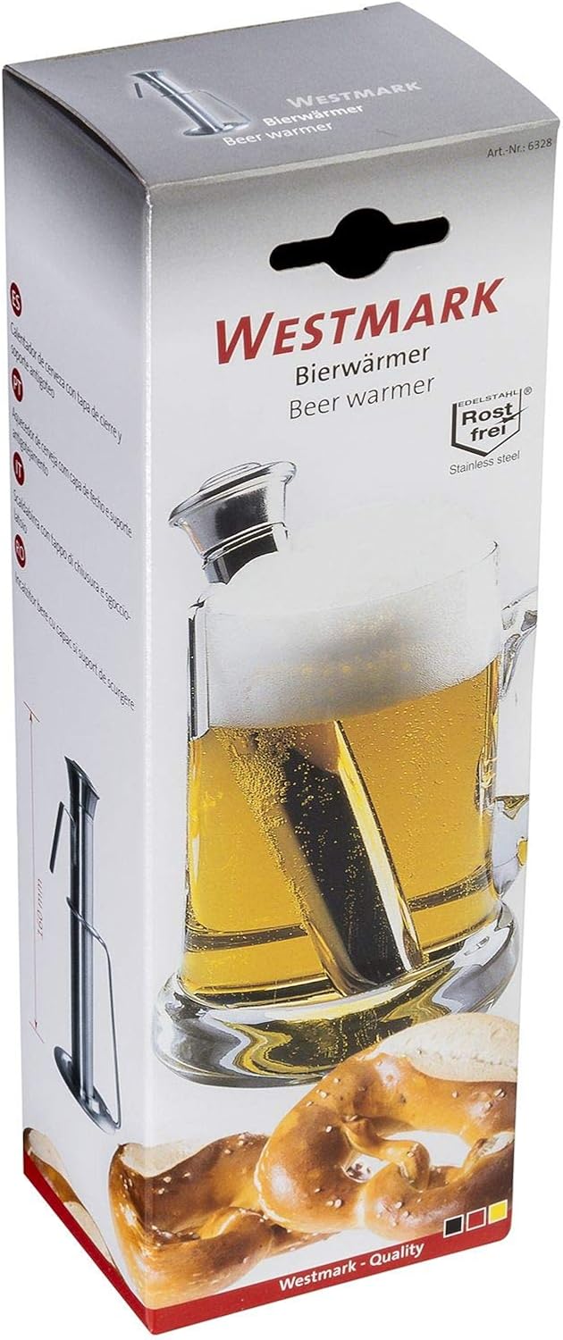 Westmark Beer Warmer/Cooler, Approx 6.3" tall by 2" wide, Stainless Steel