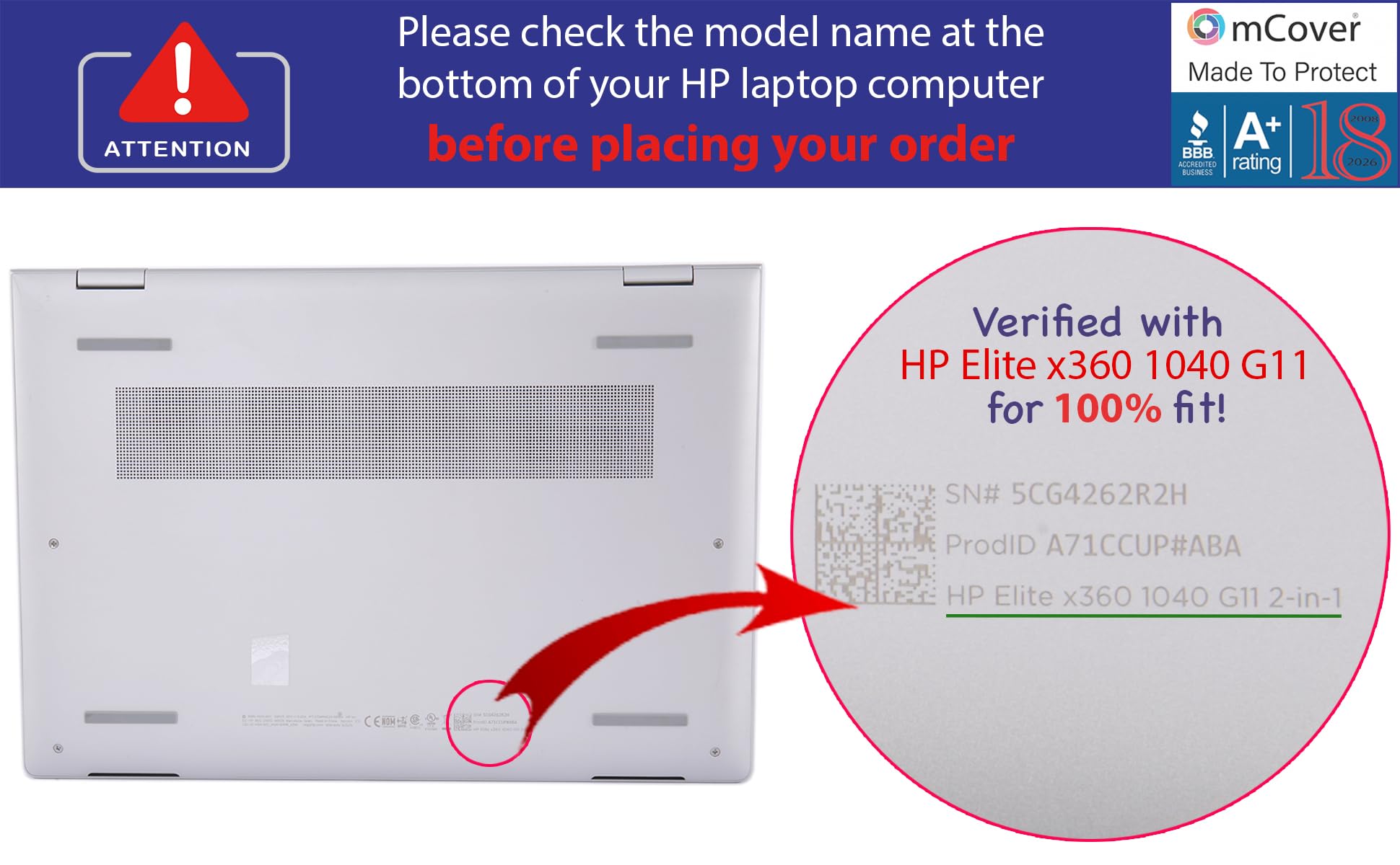 mCover Étui uniquement compatible avec les ordinateurs portables Windows HP Elite x360 1040 G11 2024 ~ 2025 14" (ne convient pas aux autres modèles HP) - Transparent