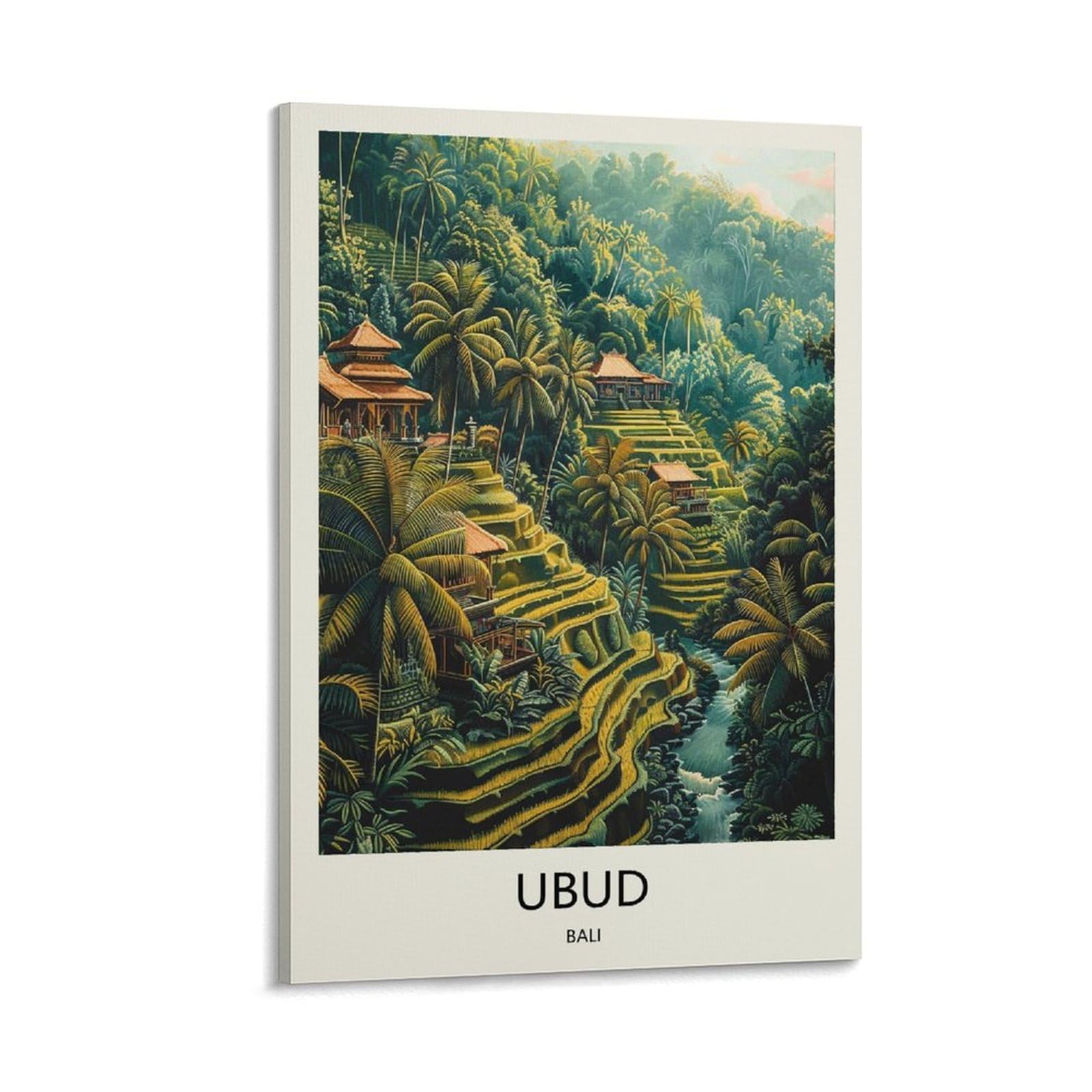 YJNENG Canvas Art Picture Ubud Bali Wall Decor Art Painting Posters Modern Family Decorative Poster 16x24inch(40x60cm)