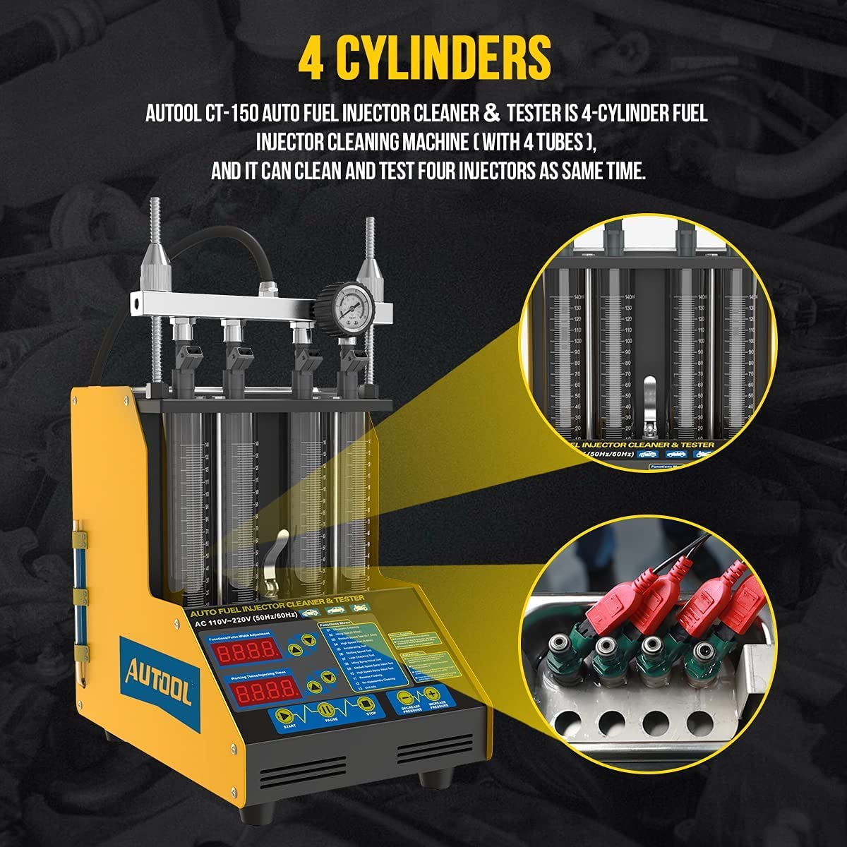 Ultrasonic Wave Fuel Injector Cleaner and Tester 4Cylinder Automotive