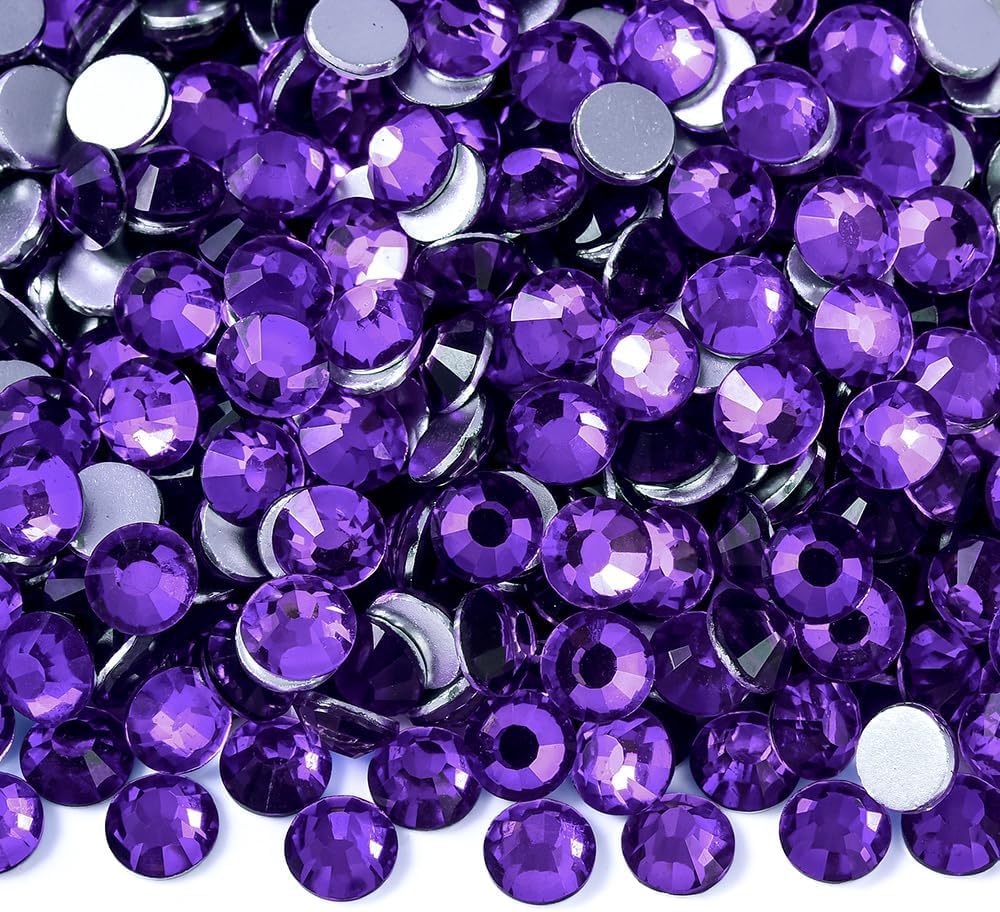 Flat Back Rhinestones Round Beads for Phone Case Heliotrope SS50 144pcs