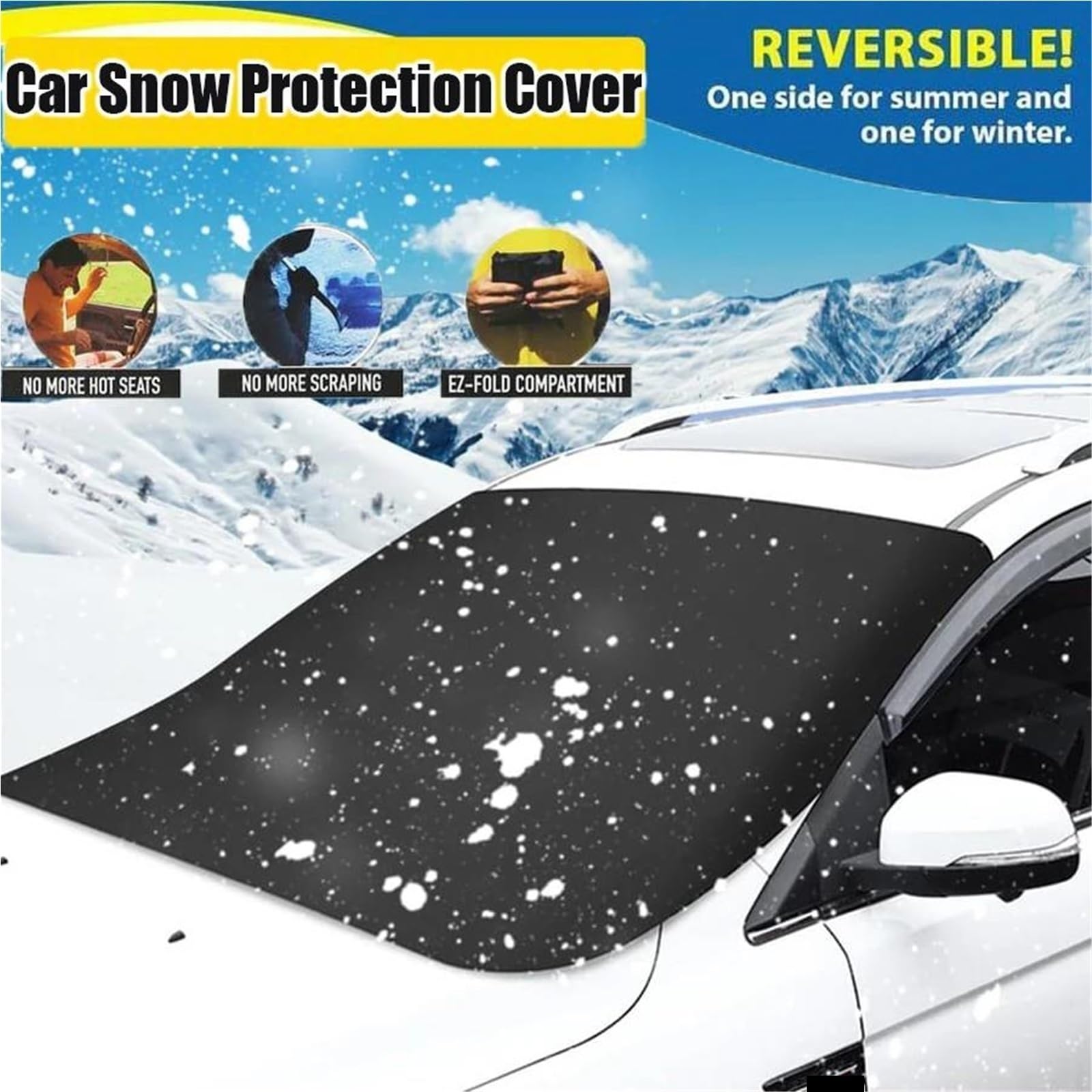 Copertura Parabrezza per Neve E Ghiaccio Parabrezza per Auto, Protezione Magnetica per Neve, Parasole Anteriore(2 Pieces)