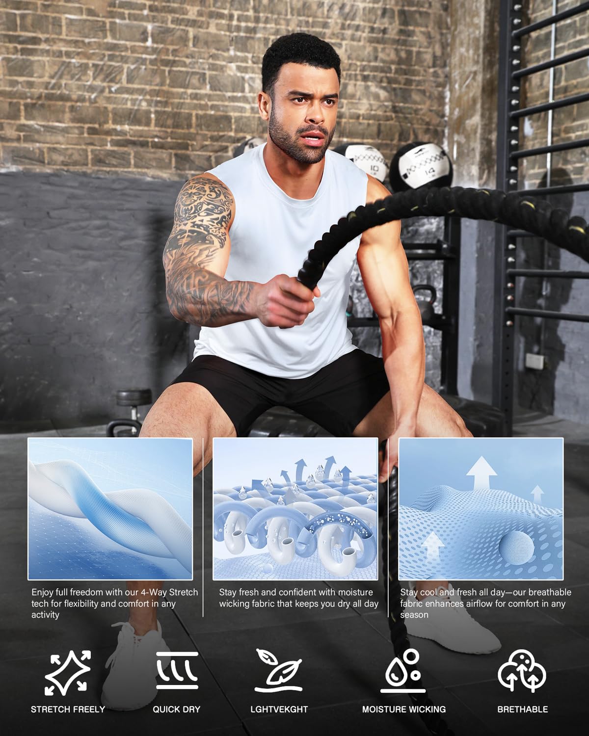 Boyzn Confezione da 3 canottiere da allenamento da uomo per palestra, atletica, bodybuilding, fitness, senza maniche