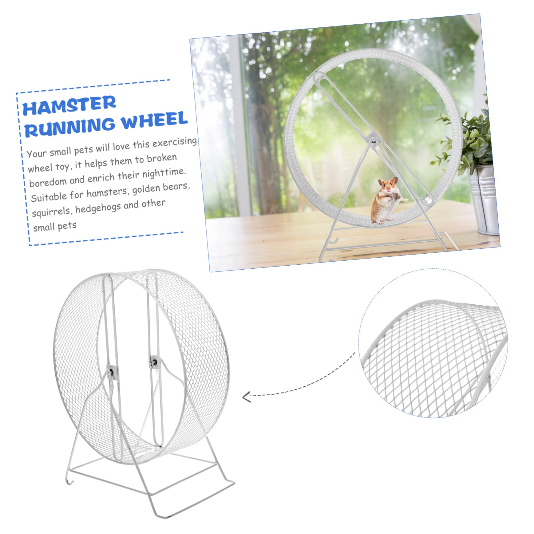 Yardwe Rueda de Ejercicio para Hámster y Erizo, Juguete de Hierro Blanco, Confiable para Correr y Hacer Ejercicio en Casa, Accesorio para Mascotas