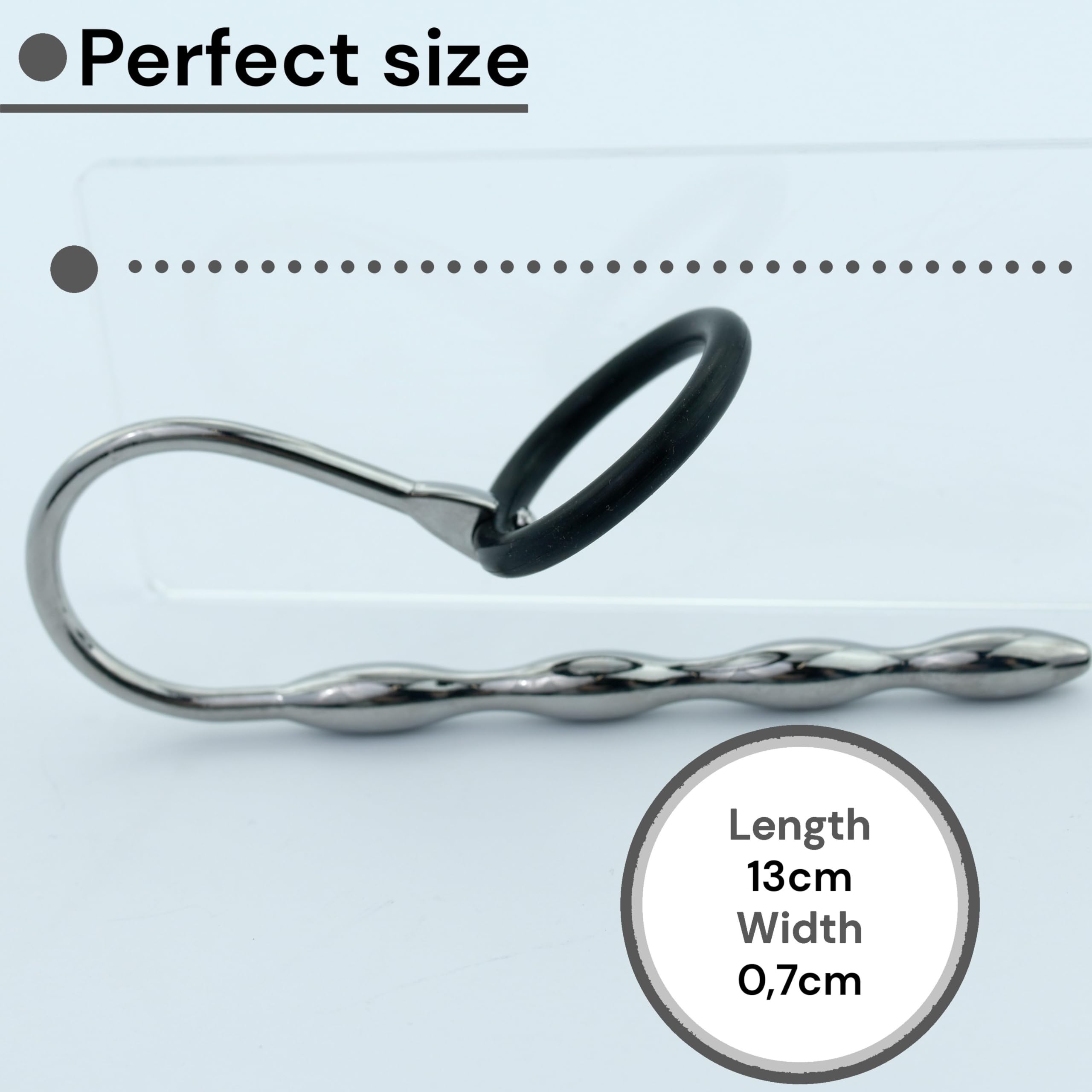 FOPS Dilatatore Uretrale Acciaio Inossidabile 12cm ⌀0.8cm Sonda Uretrale Maschile Sex Toy Uomo Anello Pene 2.5-3cm Urethral Plug Bordi Lisci Argento Per Piacere Intenso N16-23