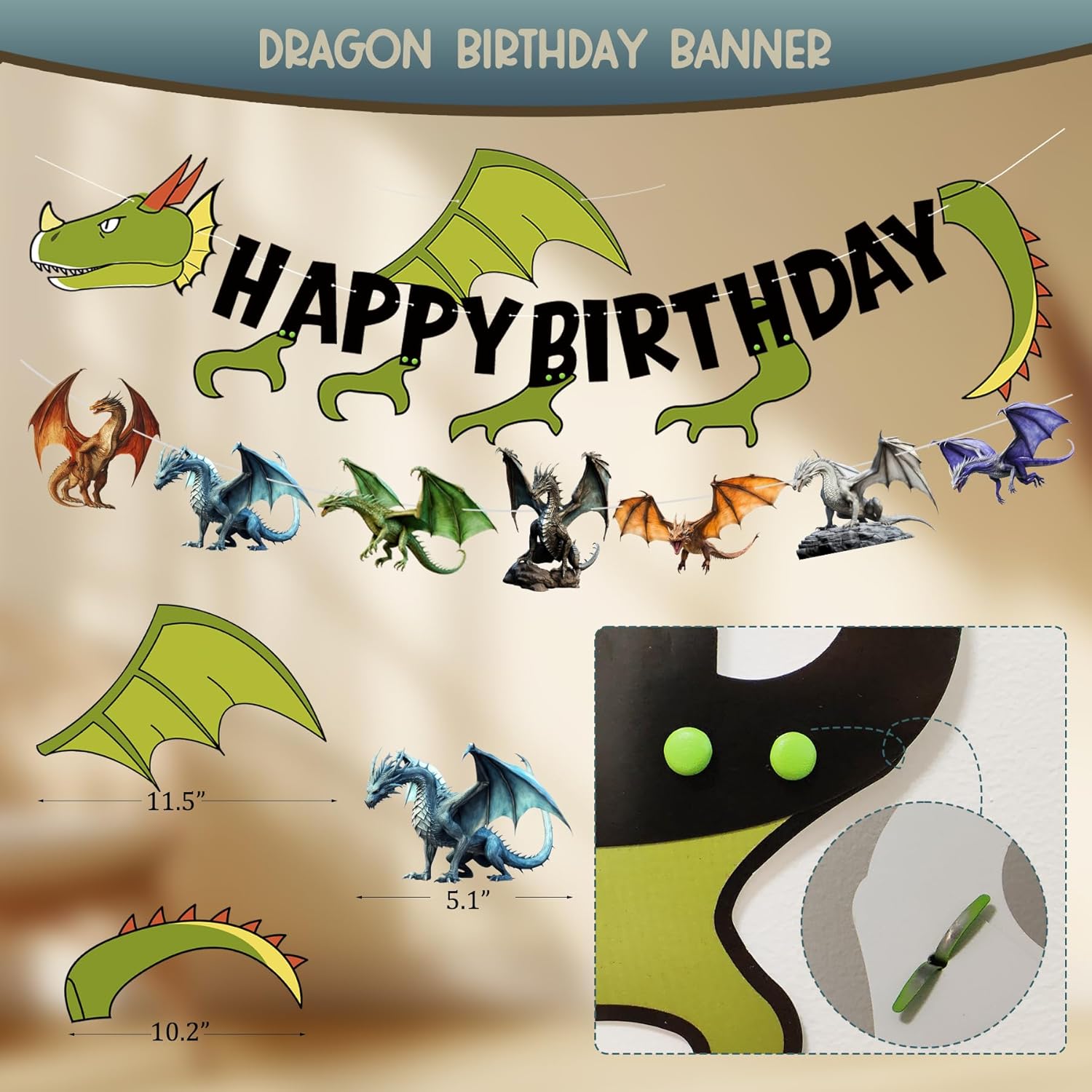 Dragon Birthday Party Decorations Supplies with Dragon Theme Happy Birthday Backdrop Banner Tablecloth Balloon Arch Honeycomb Centerpieces