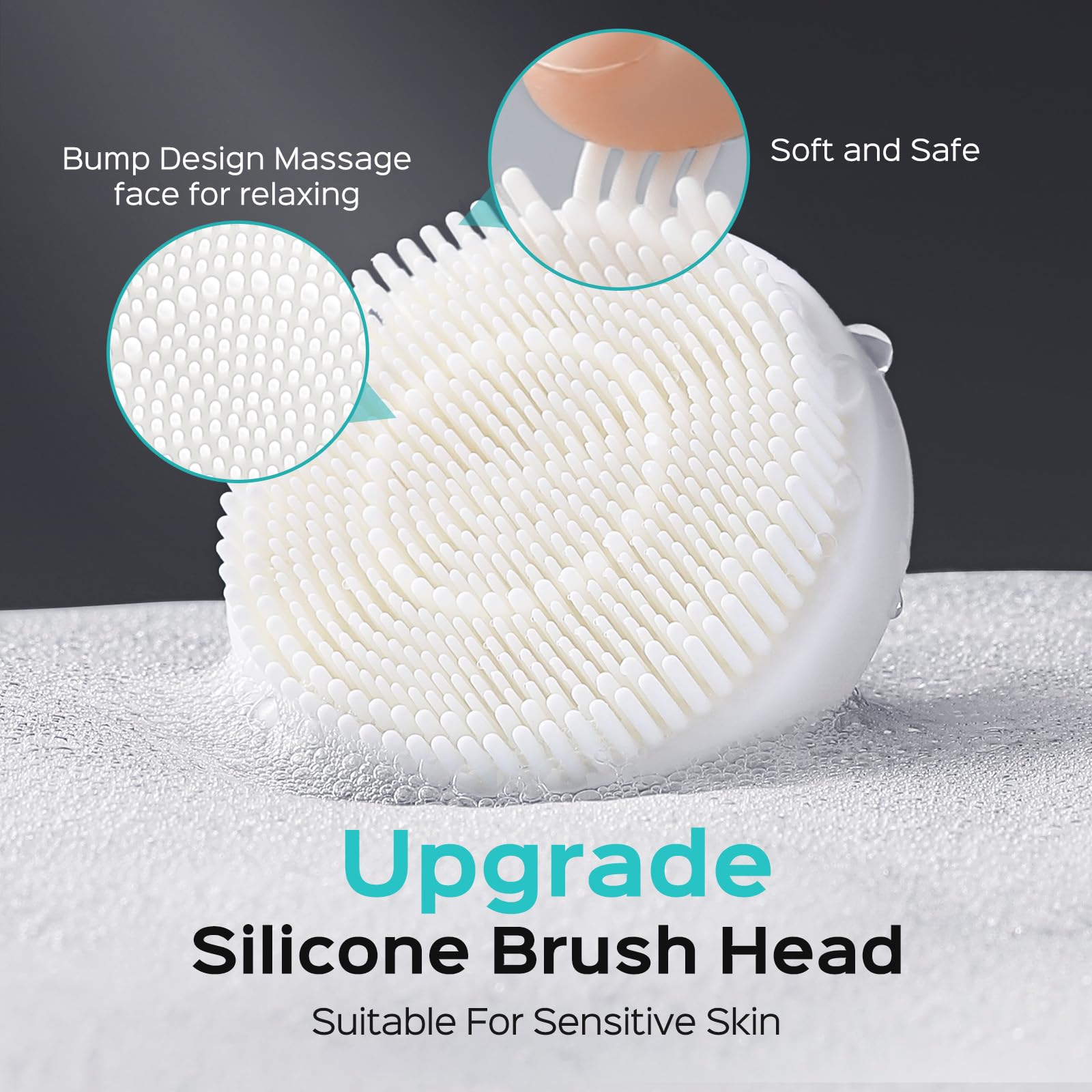 COSLUS Facial Cleansing Brush Face Scrubber, Standard Set, Light Grey view 7