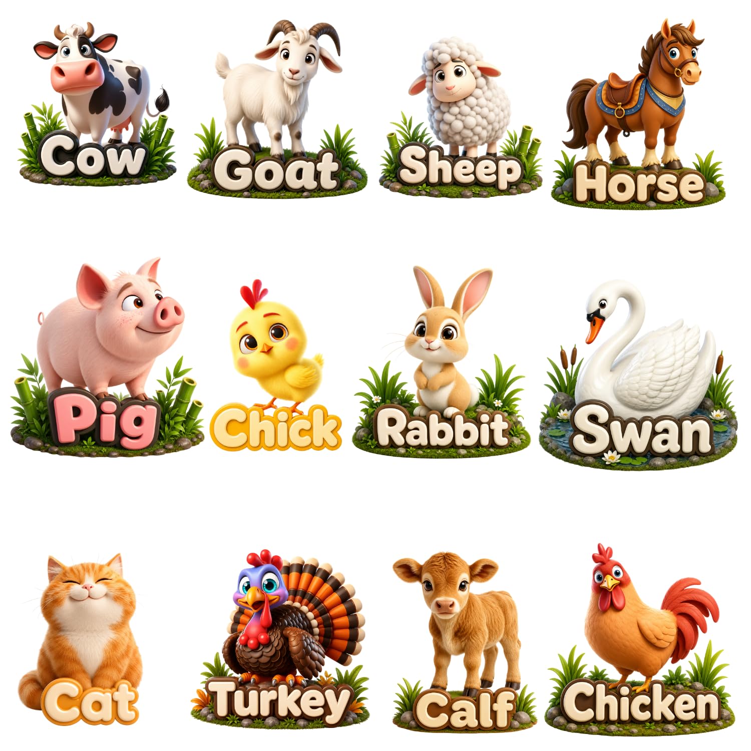 Farm Animal Names Fridge Magnets for Kids (12 Pieces) | Educational Refrigerator Magnets for Toddlers 2-6 Years | Animal Learning Toys | Montessori Preschool Learning-image-14