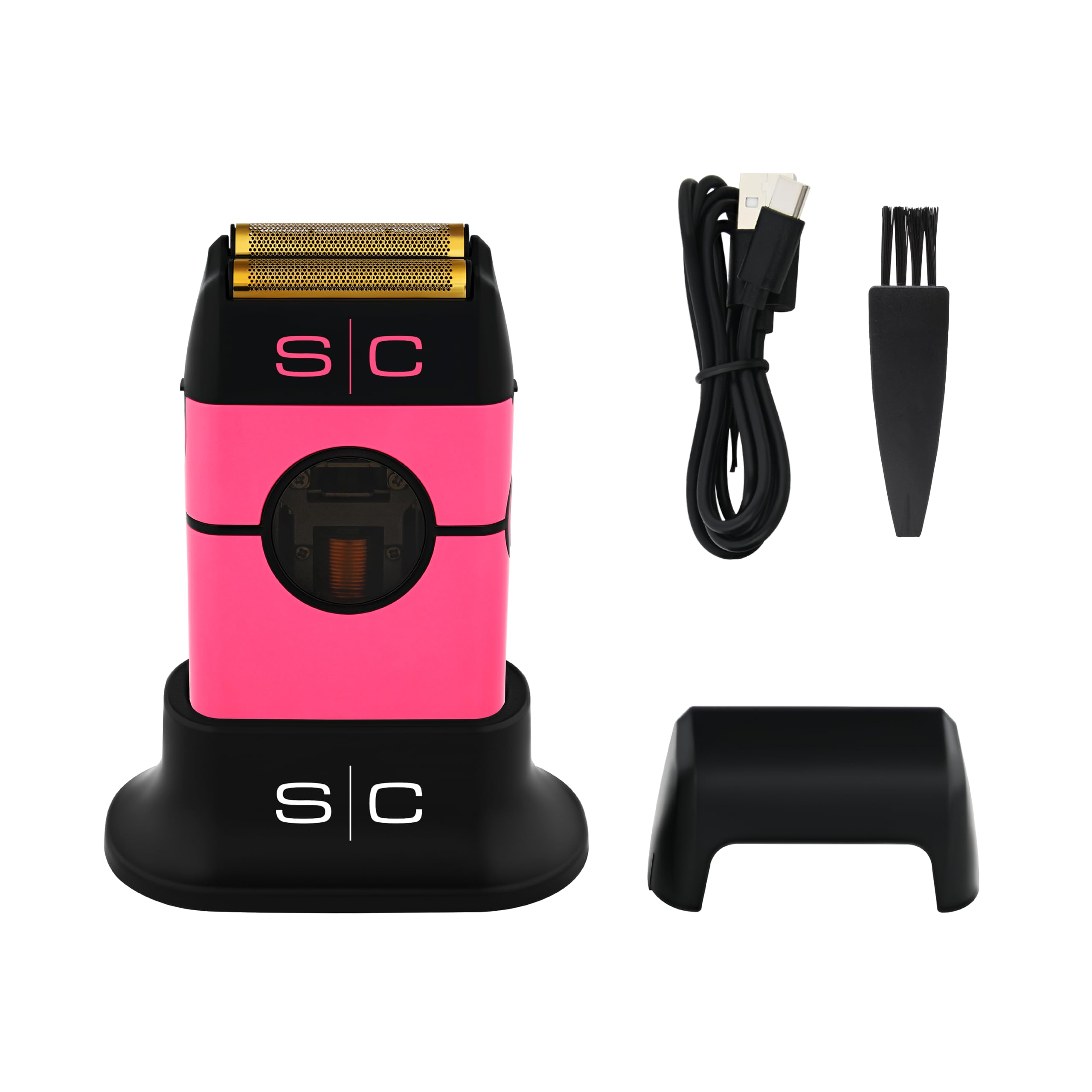 Stylecraft Instinct Afeitadora Eléctrica Profesional para Hombre by Gamma Più, Barba y Pelo, 150 min Autonomía Sin Cable, Maquinilla de Afeitar de Viaje, Cable USB Tipo C, Cuerpo Metálico (Rosa)