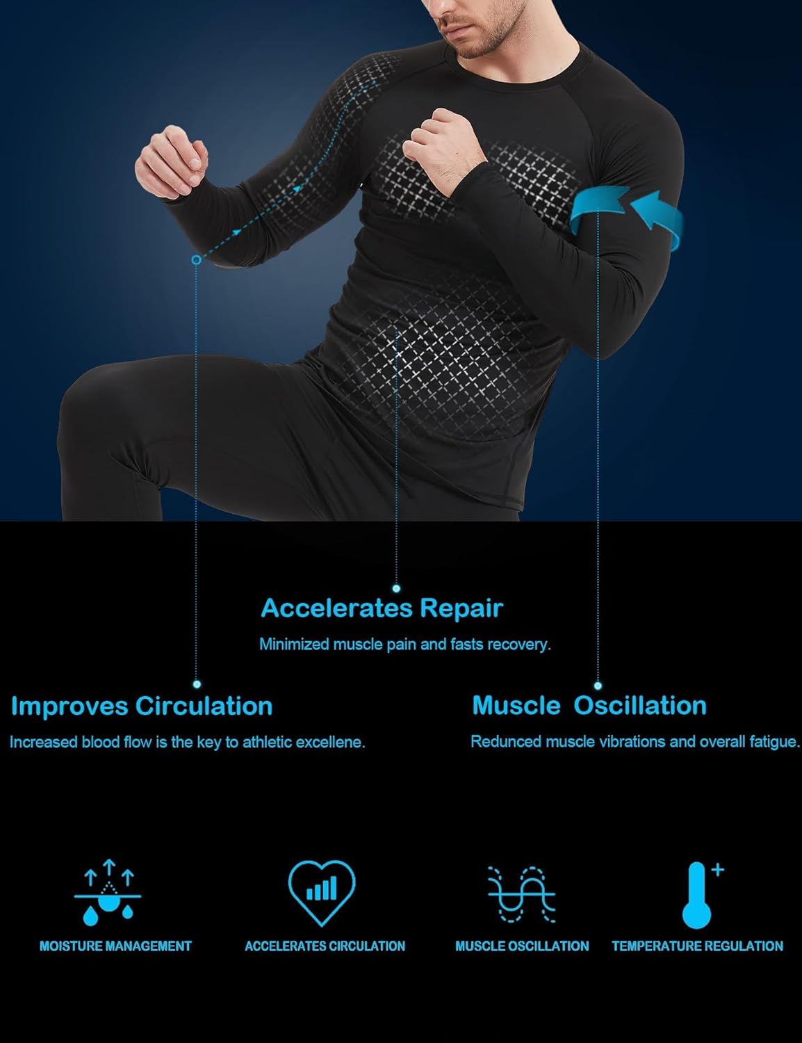 Dalavch 1/5 Pack Men’s Compression Shirts Long Sleeve Athletic Workout Rash Guard Gym Active Sports Undershirt Base Layer Top - Image 3