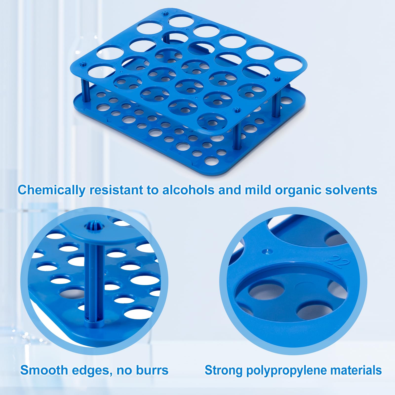 3 pezzi 25 fontane per provette centrifughe rack per vasi, 50 ml, per laboratorio, in plastica, supporto per provette (25 fontane)