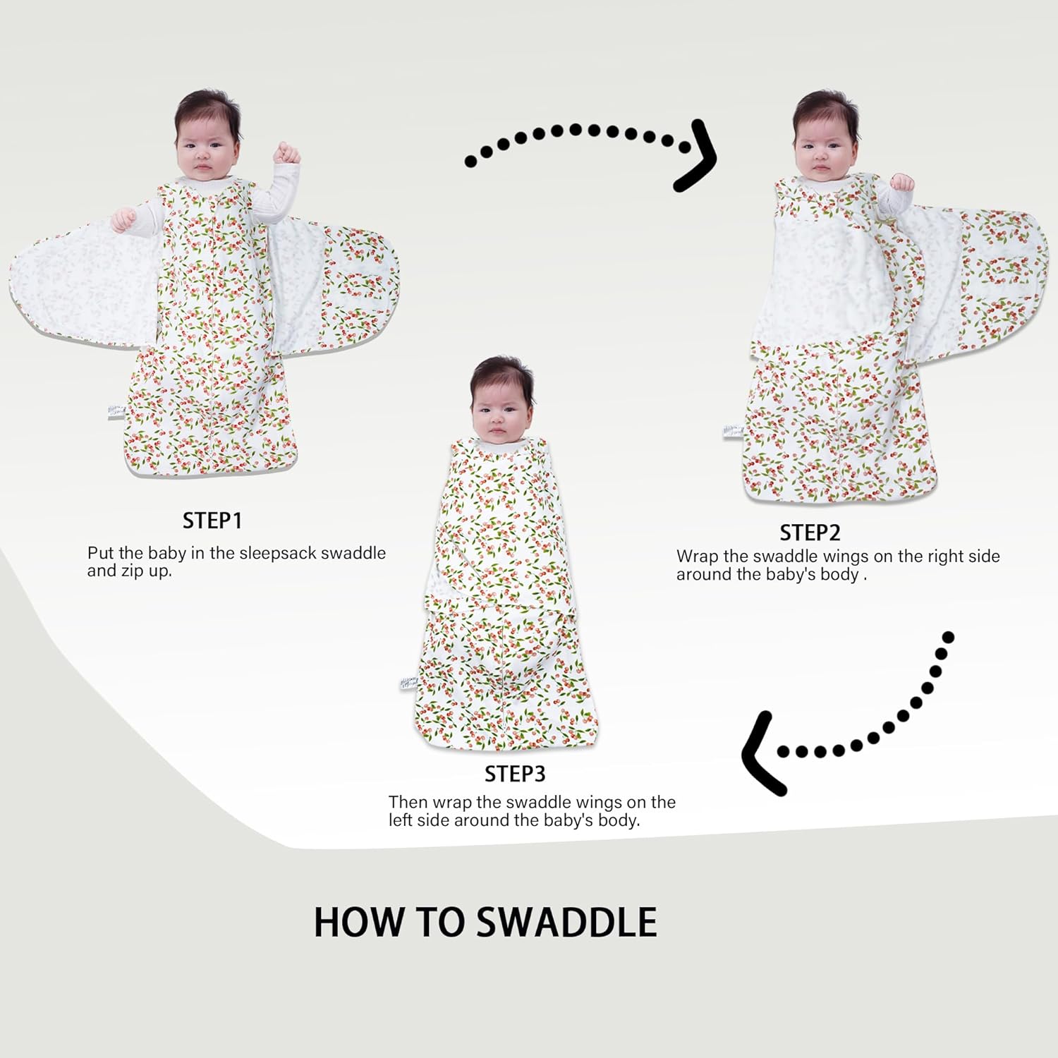 Baby Sleep sack Swaddle,Swaddles 3-6 Months,3-Way Adjustable Wearable Transition Blanket 100% Cotton 2-Piece - Image 5