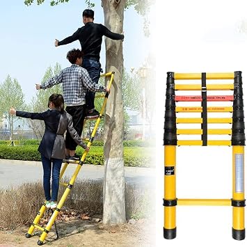 Heavy Duty Extension Fiberglass Ladder, Nonconductive, Portable Foldable Telescoping Loft Ladder for Indoor/Outdoor Use, Load 330lbs Size /13ft 2.5m/8.2ft