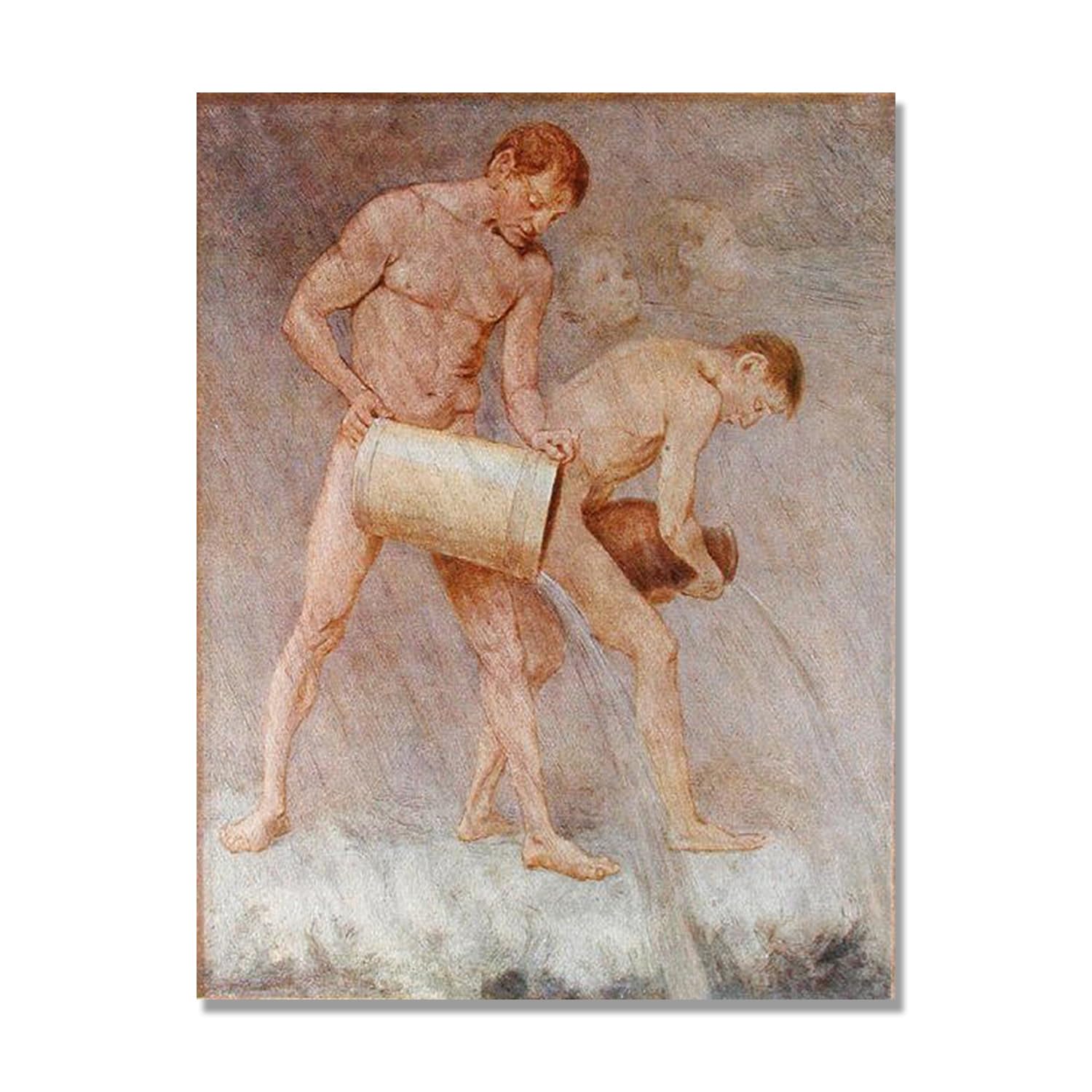 NHLDZYH Hans Thoma Style Canvas Wall Art - (Untitled 21), German Romantic Realism Painting with Symbolic Nature, Rustic Country Home Decor. 70x90cm-27.6x35.4in. Only Canvas