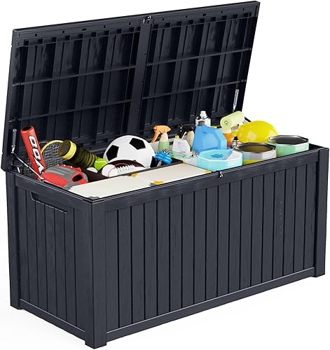 DRATO Caja de cubierta de 180 galones, caja grande de resina impermeable para muebles de patio, cojines de patio, herramientas de jardinería,