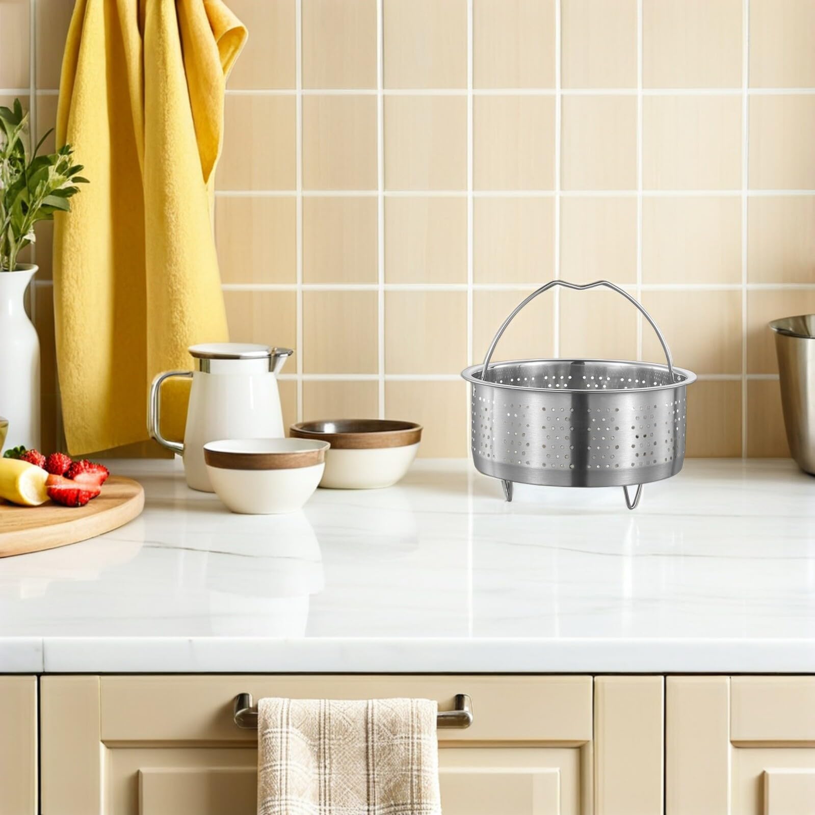 Cestello Cottura Vapore Rotondo in Acciaio Inox Argento