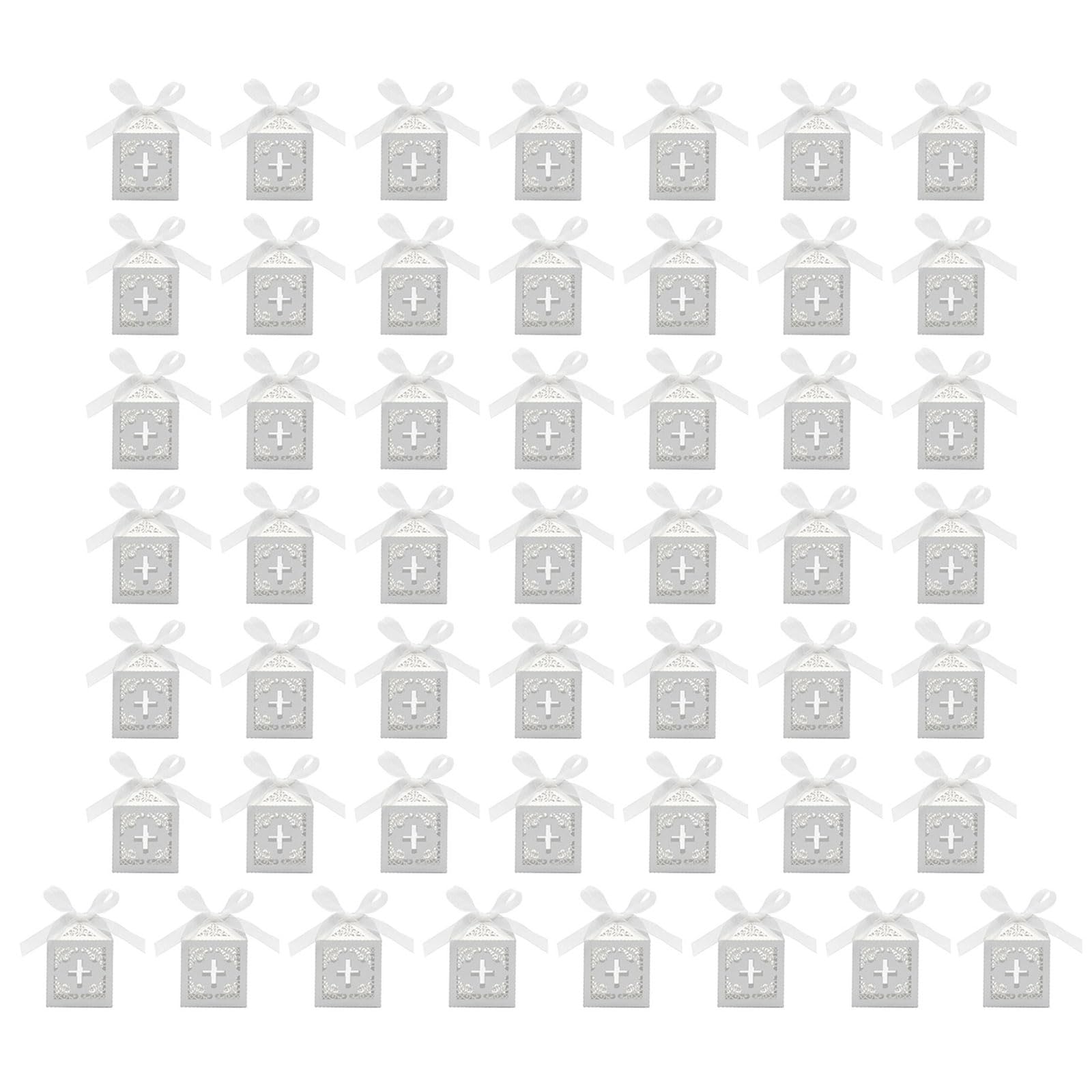 Tsophreniq Of 50 Crucifix Pattern European Styles Candy Boxes Elegant Sweets Holders Storage Organizers for Wedding Favor Treat Containers