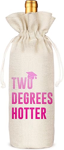 Socive Graduación dos grados más caliente, divertida bolsa de vino bonita, regalo de graduación universitaria para él, para él, para ella,