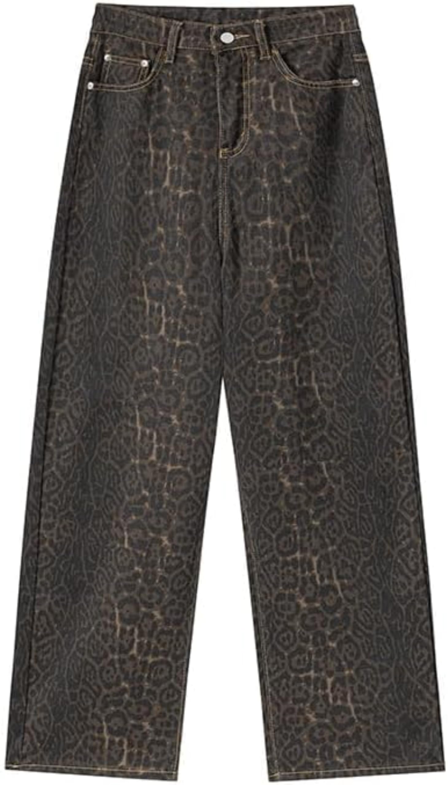 IDEWO Cheetah Print Pants Leopard Pants Y2k Pants Leopard