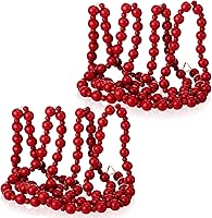 Vista 1 de 2 piezas / 4.4 metros Guirnalda de cuentas de madera de Navidad Adorno de árbol de Navidad de madera Cuentas redondas rústicas de árbol de Navidad