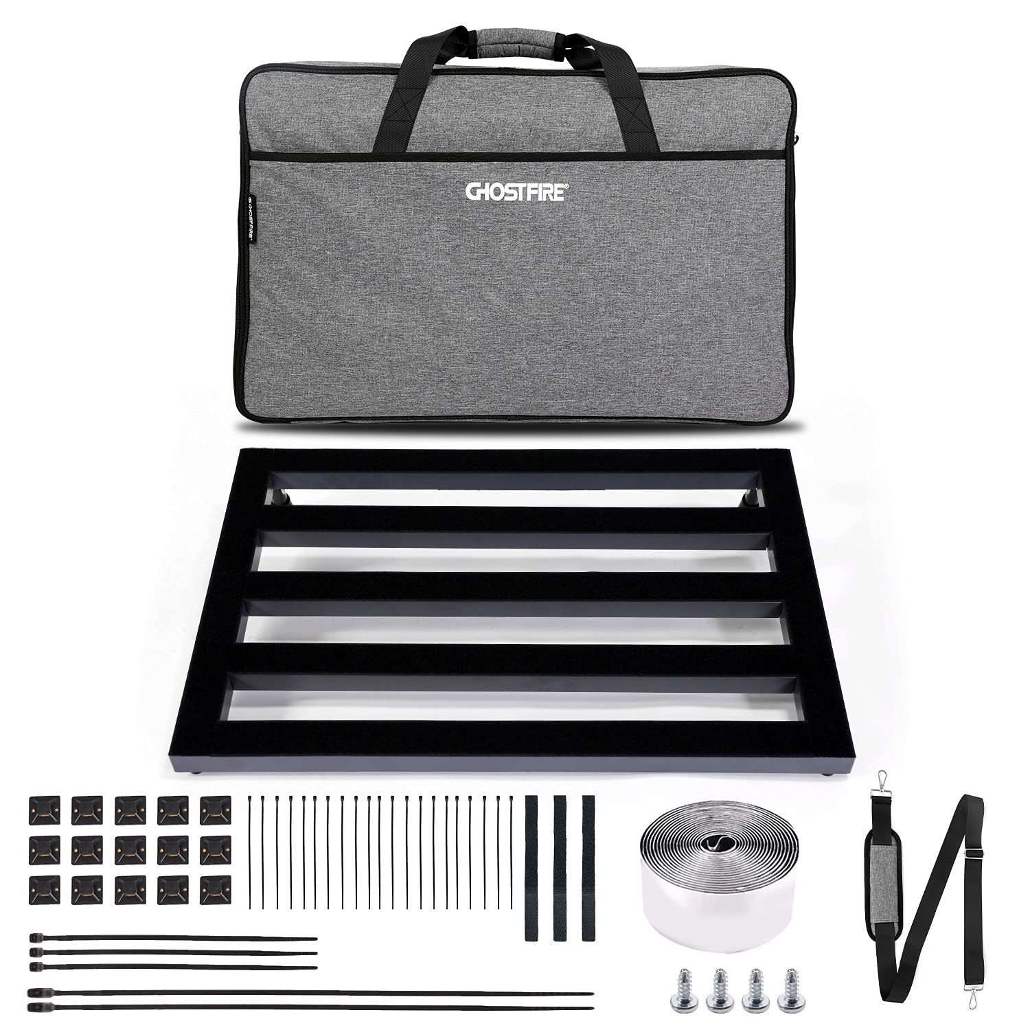 GHOSTFIRE Ghost Fire Guitar Pedal Board Aluminum Alloy Super light Effect Pedalboard with Carry Bag,SPL-06 (23.6''x15.7'')