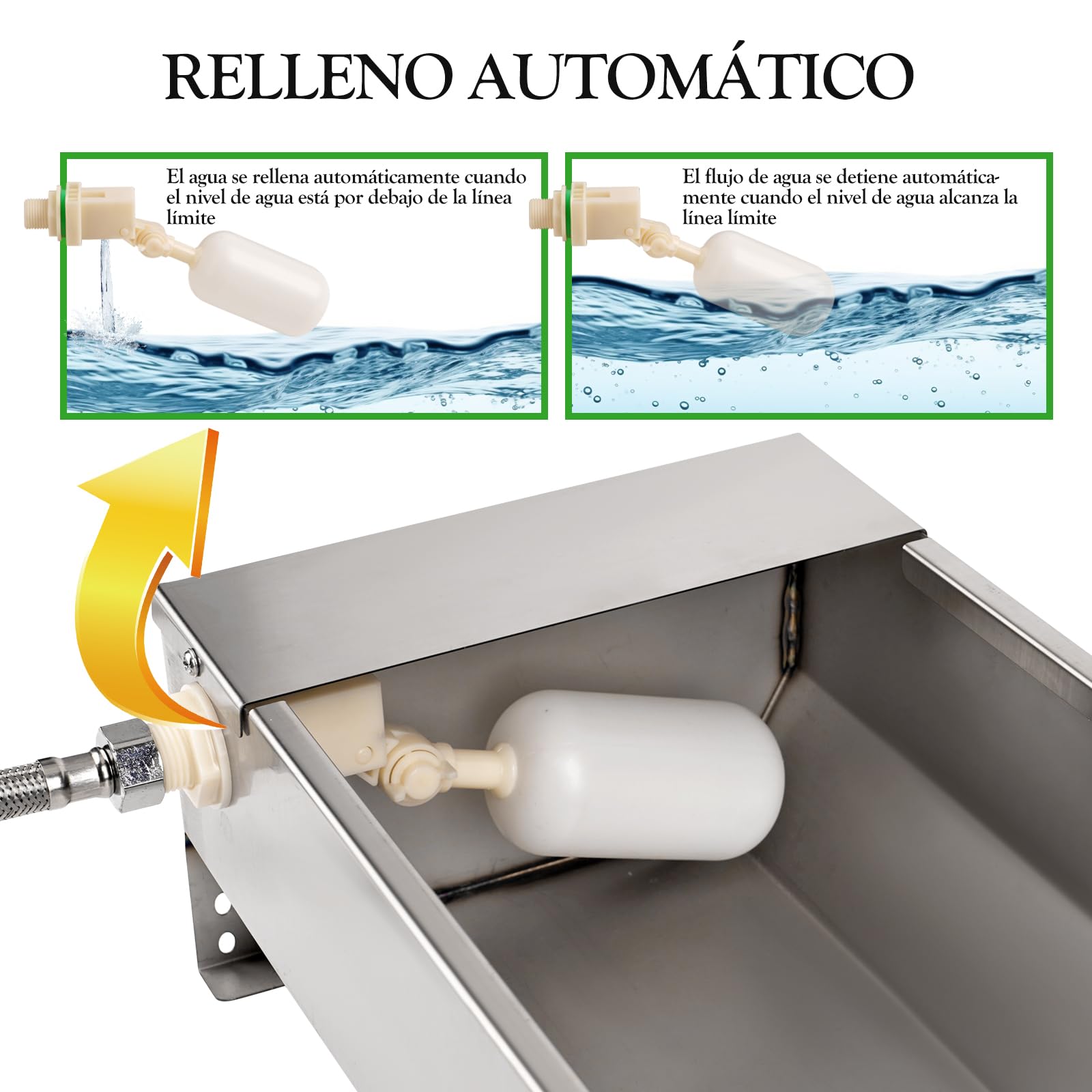Bebederos Automáticos para Ganado, Caballos, Ovejas, Perros y Aves - Con Válvula de Flotador de 1/2 Pulgada - Gran Capacidad para Cabras y Otros Animales
