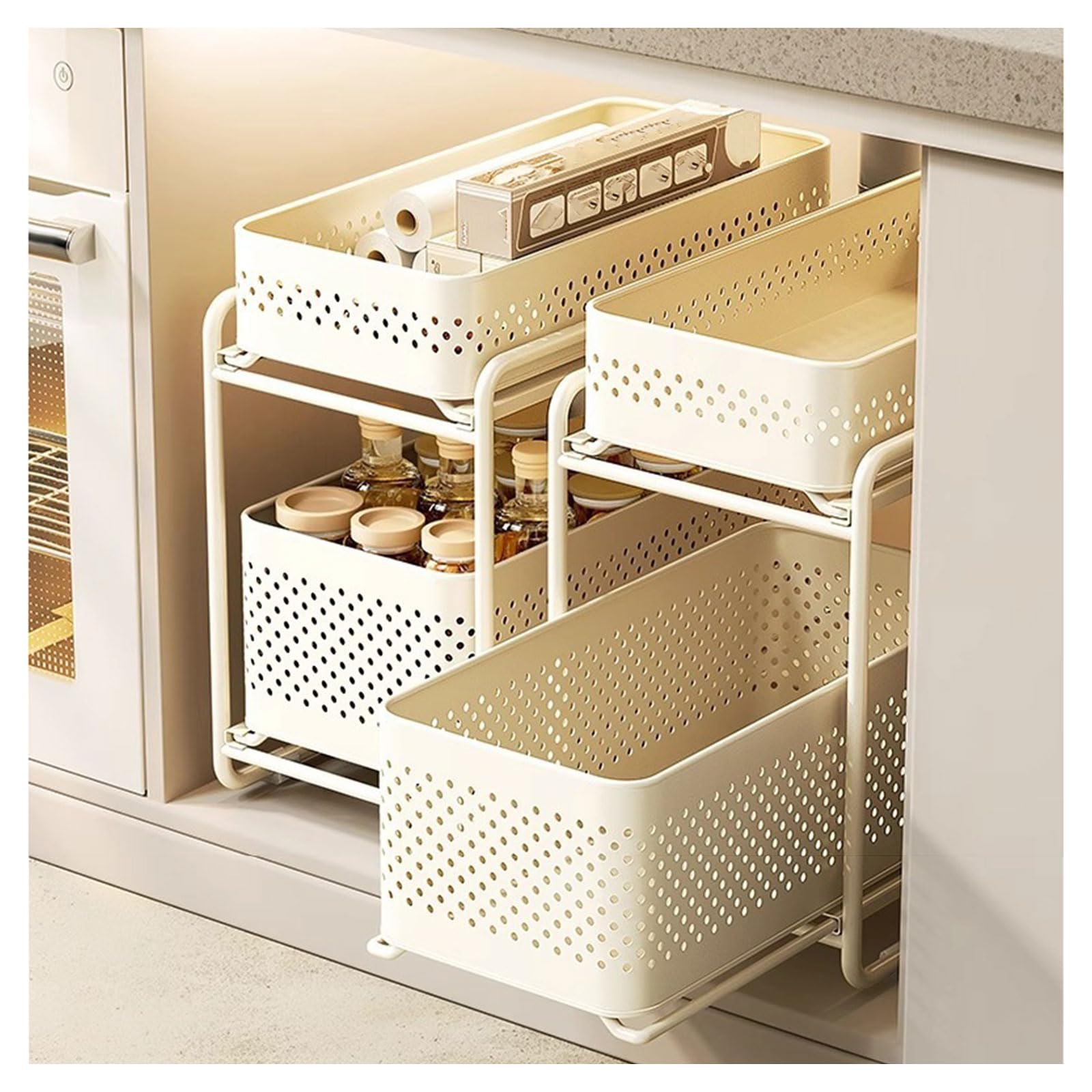 Organizador de armario extraíble para ordenar el mueble de la cocina y el baño