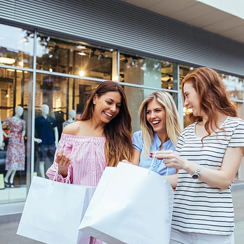 Miniatura 4 de 80 bolsas de papel blanco con asas a granel, de 16 x 6 x 12 pulgadas, bolsas de regalo grandes, bolsas de papel de estraza a granel para boutiques,