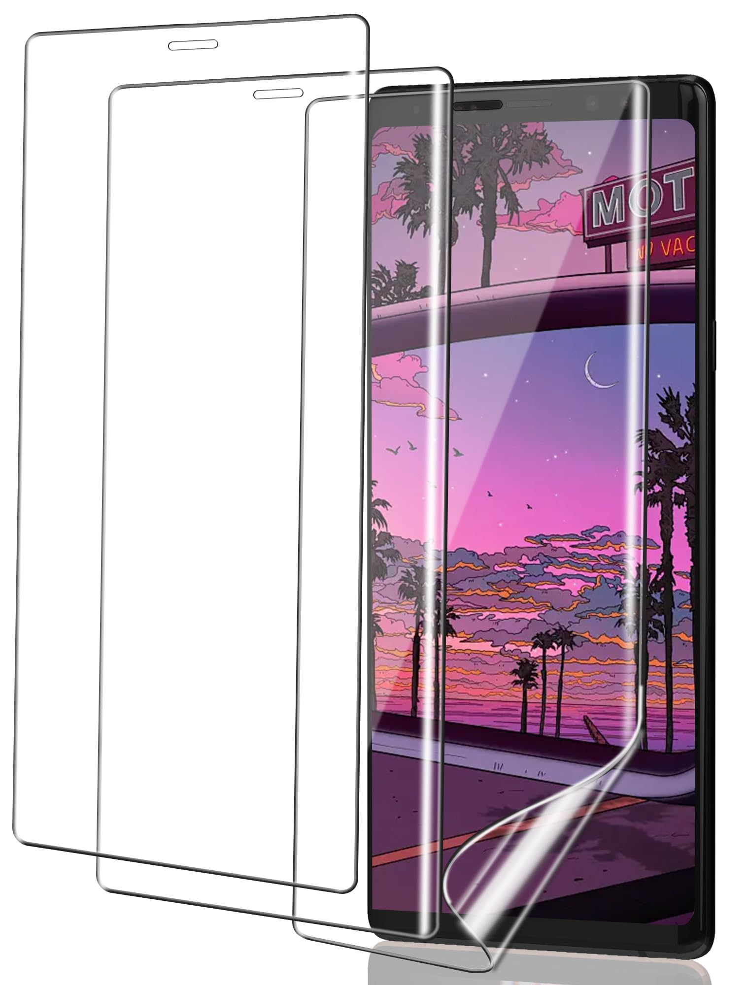 ICESPRINGTempered Glass Screen Protector for Samsung Galaxy Note 9, Pack of 3, Soft TPU Tempered Glass Screen Protector for Samsung Note 9, Fingerprint ID Protective Glass for Galaxy Note 9, Tempered