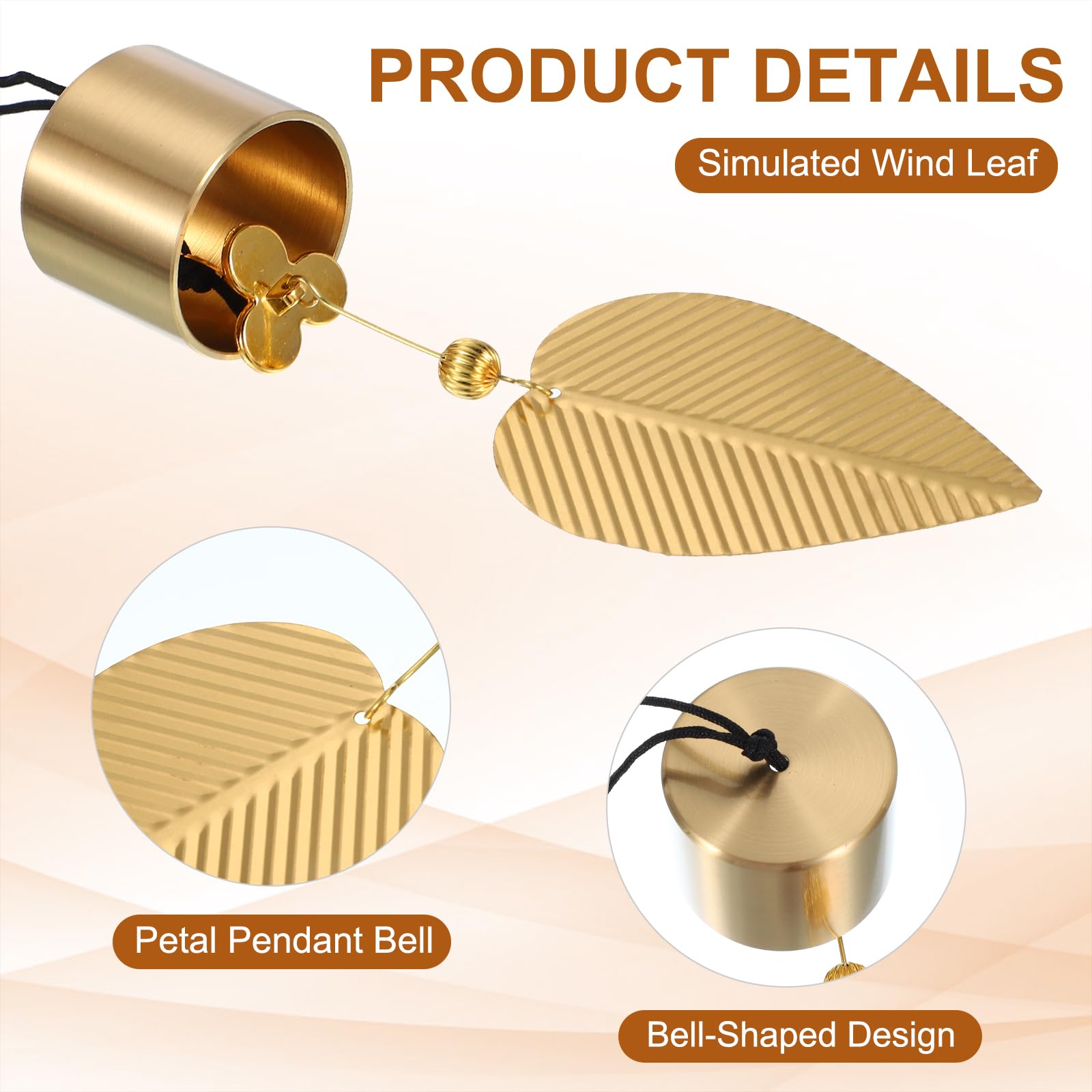 PATIKIL Gold Leaf Hanging Bell 13" - Image 3