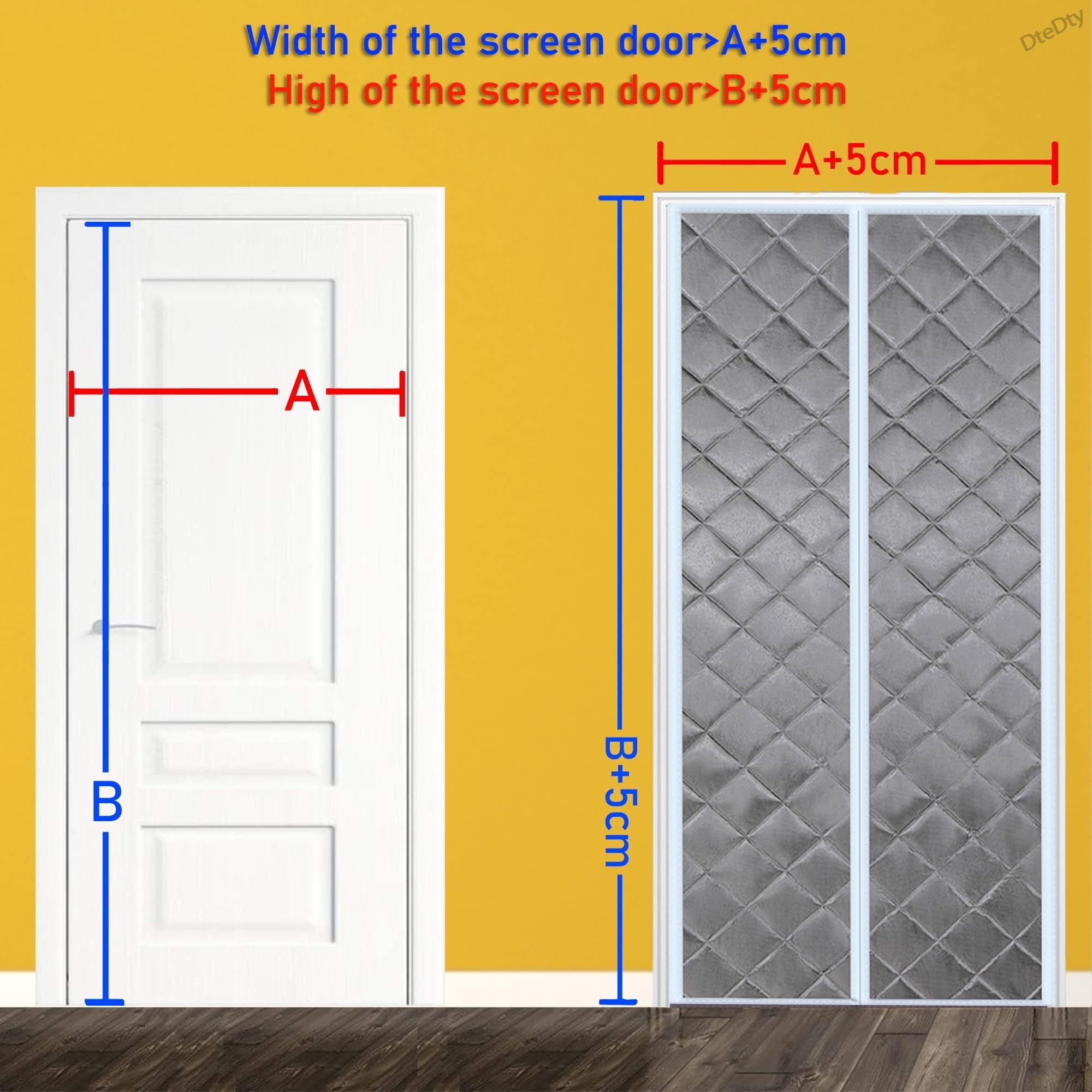 Cortina De Puerta Térmica Magnética, 125x220cm Aislamiento Cortina De Puerta Magnética A Prueba De Viento Puertas Plegables De Invierno Cierre Automático Interno(Gris)