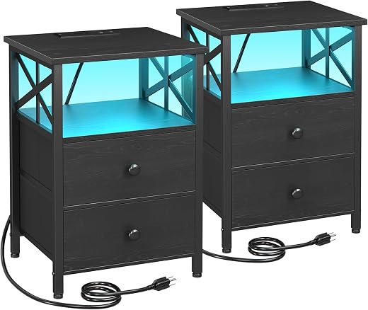 AMHANCIBLE Sofa Side Table for Living Room；Black