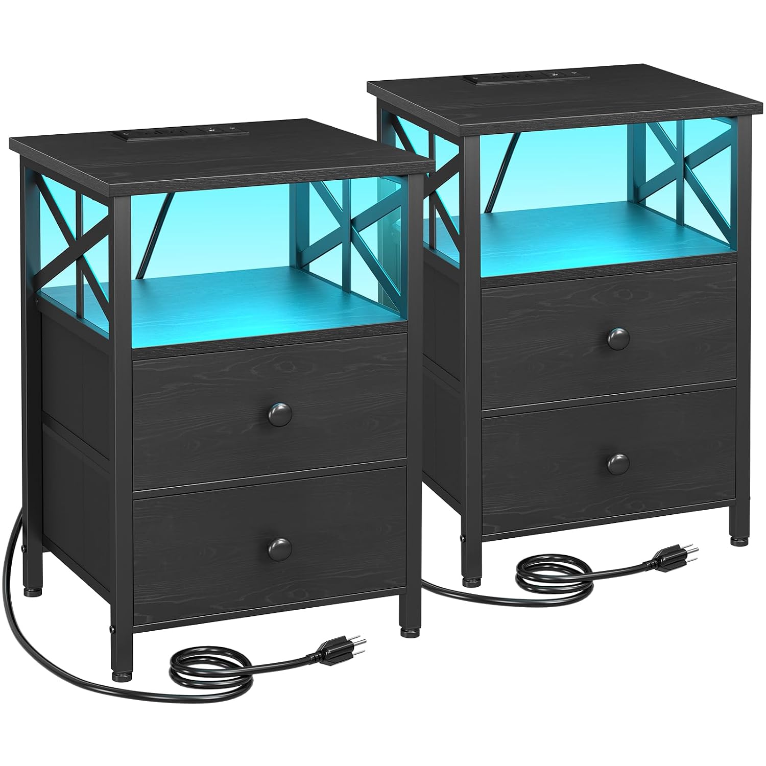 AMHANCIBLE Sofa Side Table for Living Room;Black