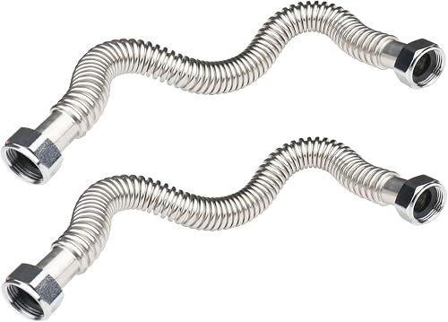WHK 24-Inch Water Heater 1" FIP Flexible Hose Connector,2 Pack