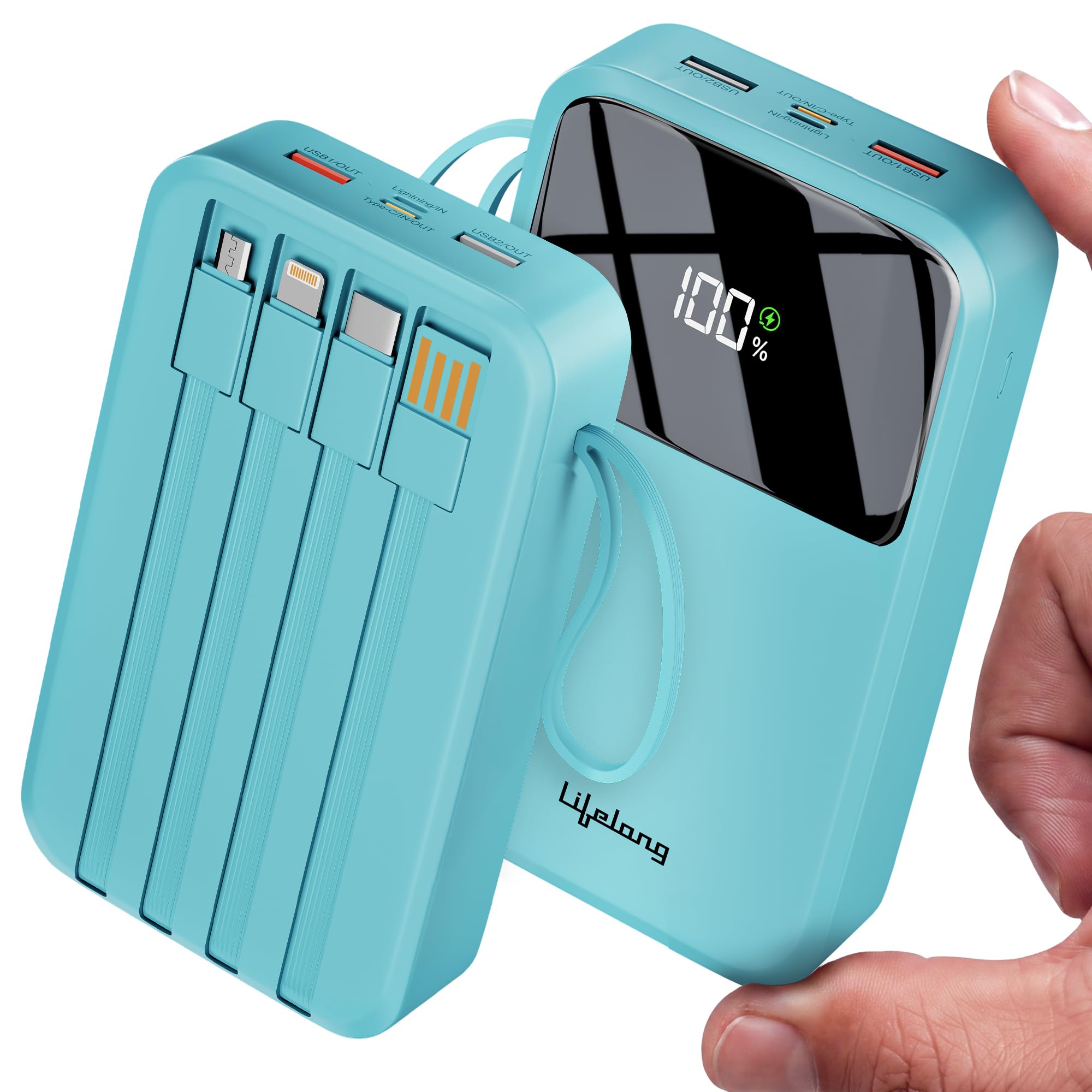 Lifelong Electronics 20000mAh 22.5W Fast Charging Power Bank | 4 Cables Attached – Type A + Type B + Type C + Lightning | for New & Old Devices | 4 Ports Available Too | Small Pocket Size Powerbank — Amazon image 16