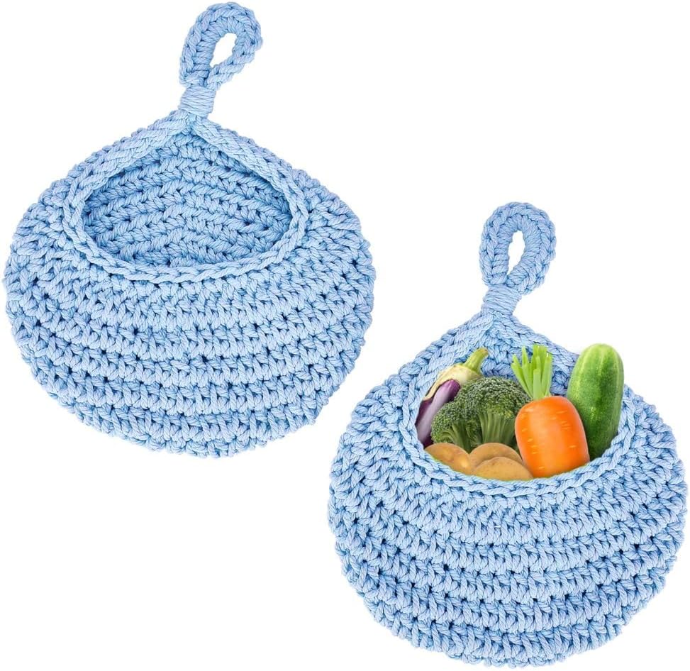 Hanging Fruit Basket for Kitchen - Handwoven Jute Wall Baskets for Organizing - Home Produce Basket for Vegetable, Potato, Onion