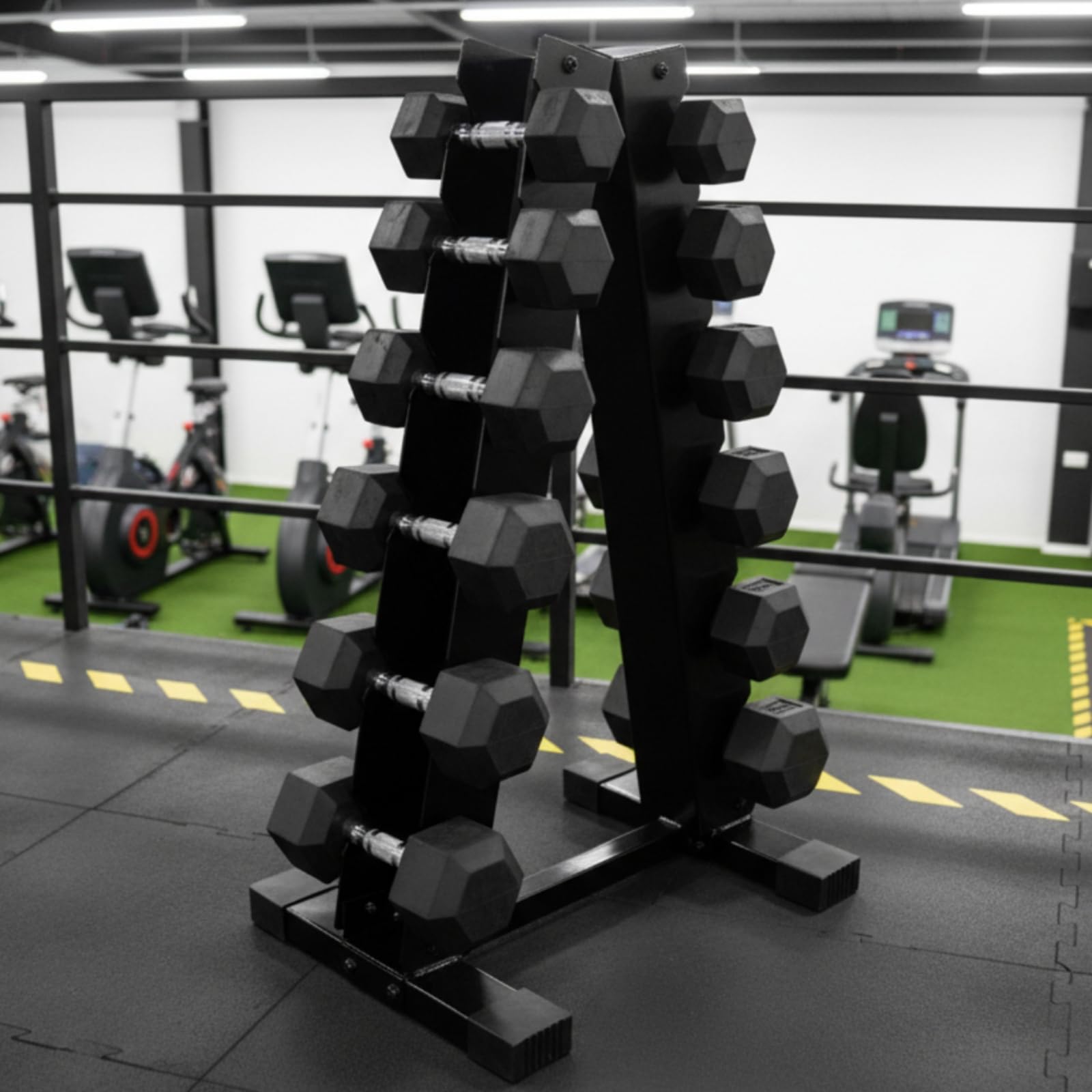 Gralara Soporte para Mancuernas Estantería Pesas Organizador Compacto Rack Hierro 6 Niveles Base Firme Pies Antideslizantes Zona Deporte Adecuado para Gimnasio Doméstico Área de Musculación Garaje