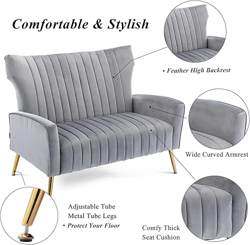 Miniatura 57 de Artechworks Silla decorativa curvada con patas doradas de metal dorado con brazo tapizado de terciopelo, silla moderna para sala de estar,