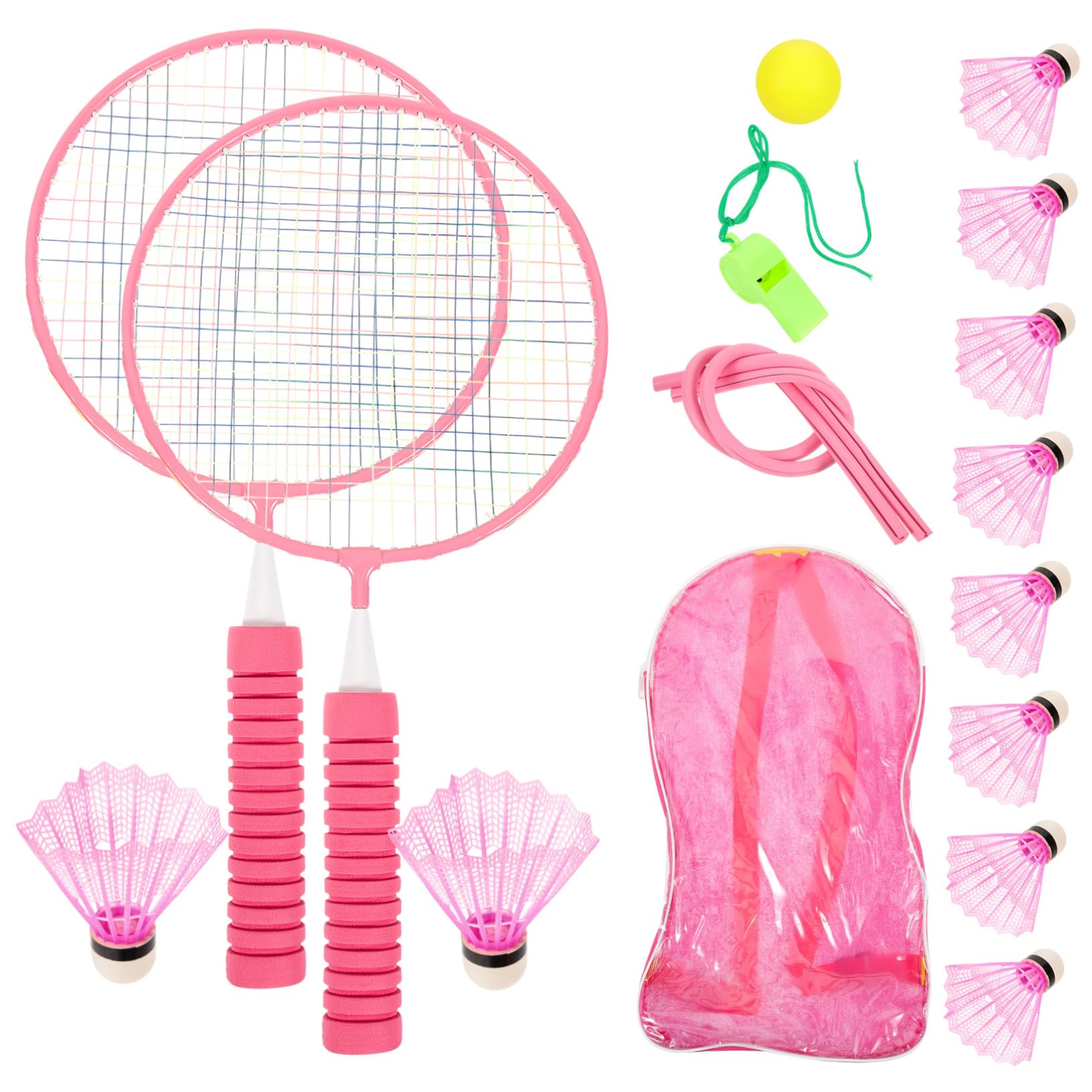 Abaodam Badminton Rackets for Teens 2 Sets Portable Badminton Set Ball Perfect for Boys and Girls Easy to Grip Sports Equipment Random Color
