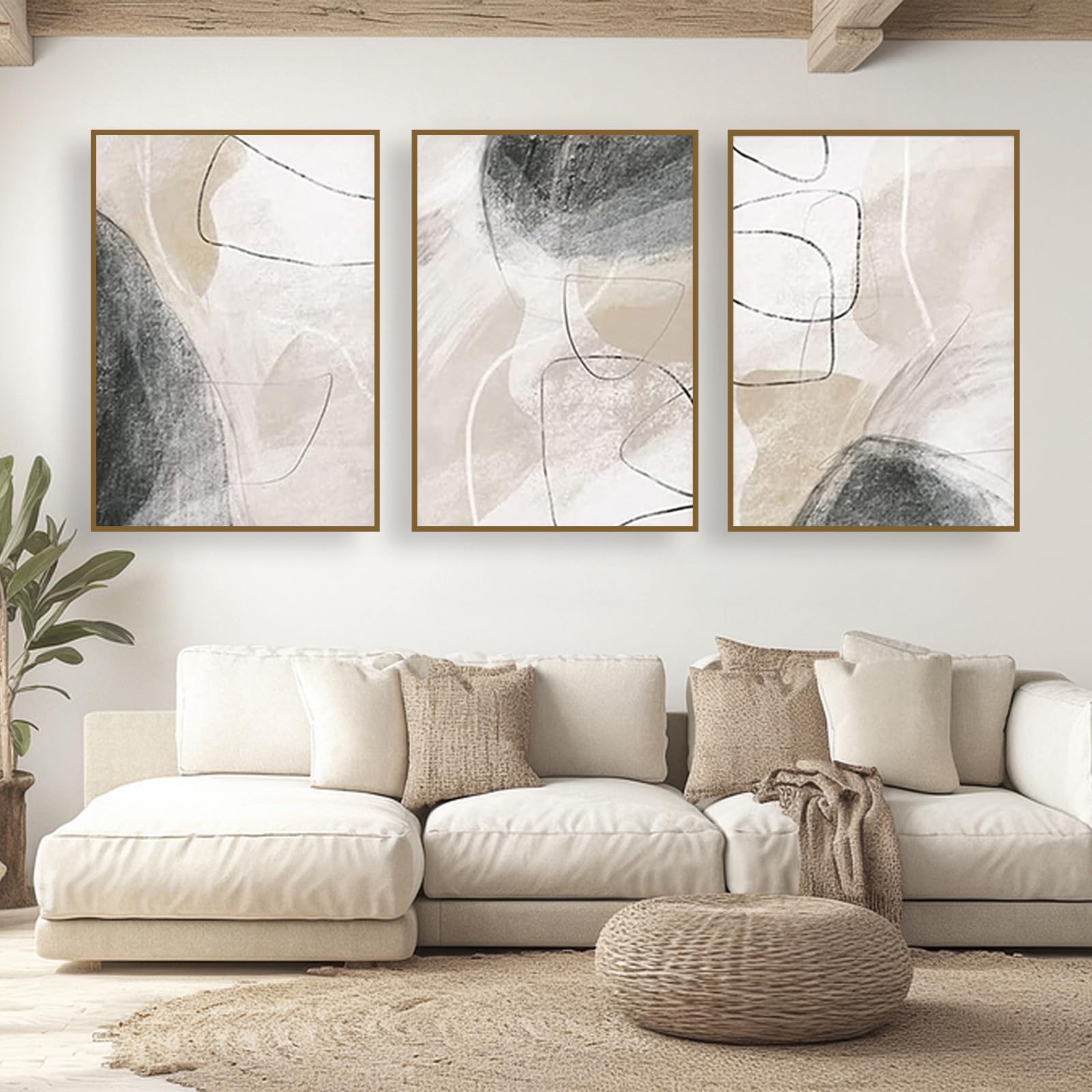 UGZDEA Set di 3 poster su tela astratta con geometria moderna, per soggiorno, camera da letto, immagine senza cornice(B,3x60x90cm)