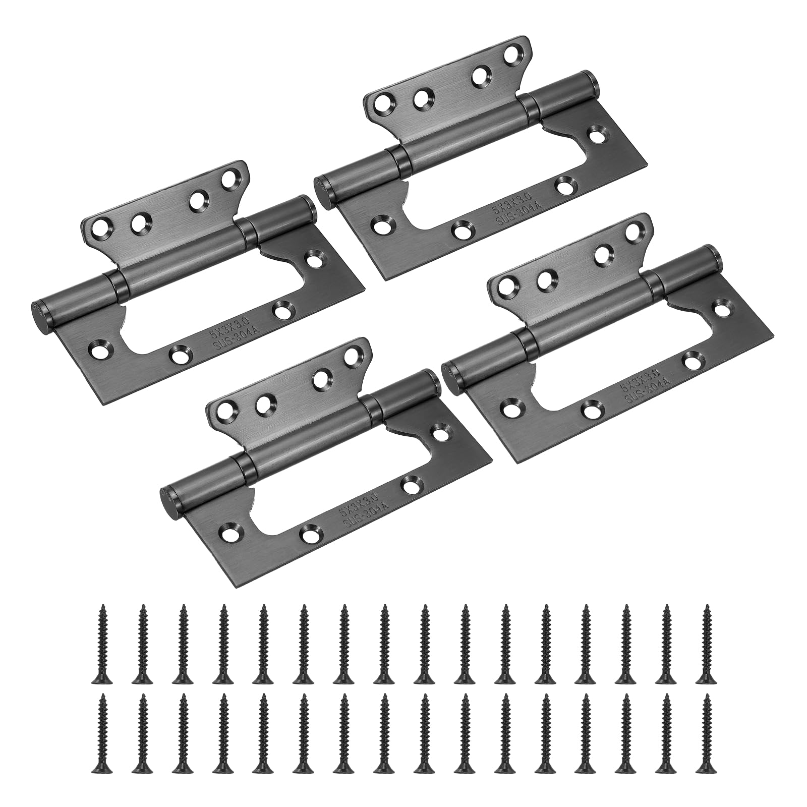sourcing map 4Pcs Non Mortise Door Hinges, 5" x 2.2" Stainless Steel Hinges with Mounting Screws, Ball Bearing Door Hinges for Interior and Exterior Doors, Wood and Metal Doors, Graphite
