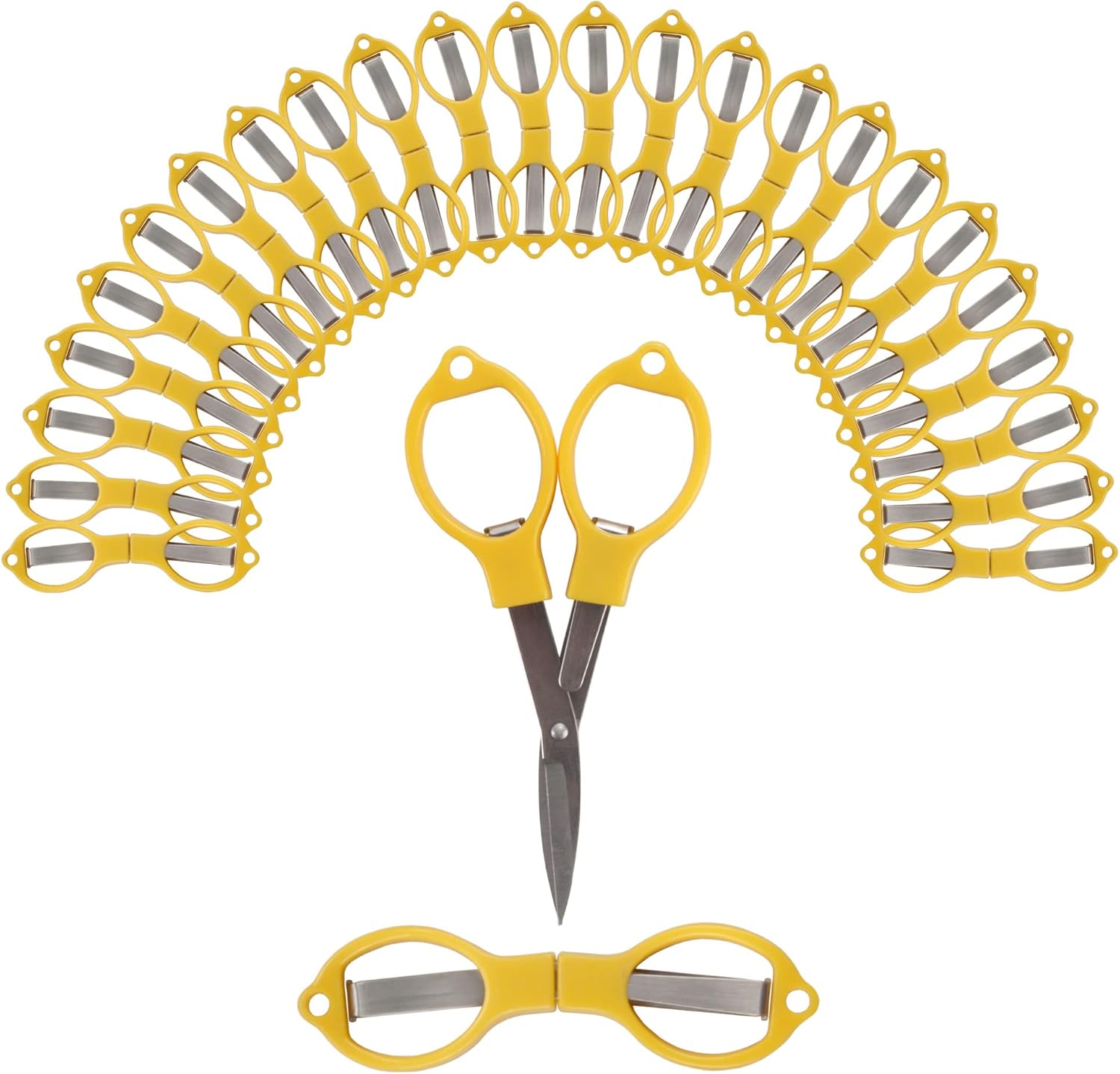 JubileeYarn Foldy Friends TSA Compliant Compact Portable Travel Scissors Set - Yellow - 24 Units