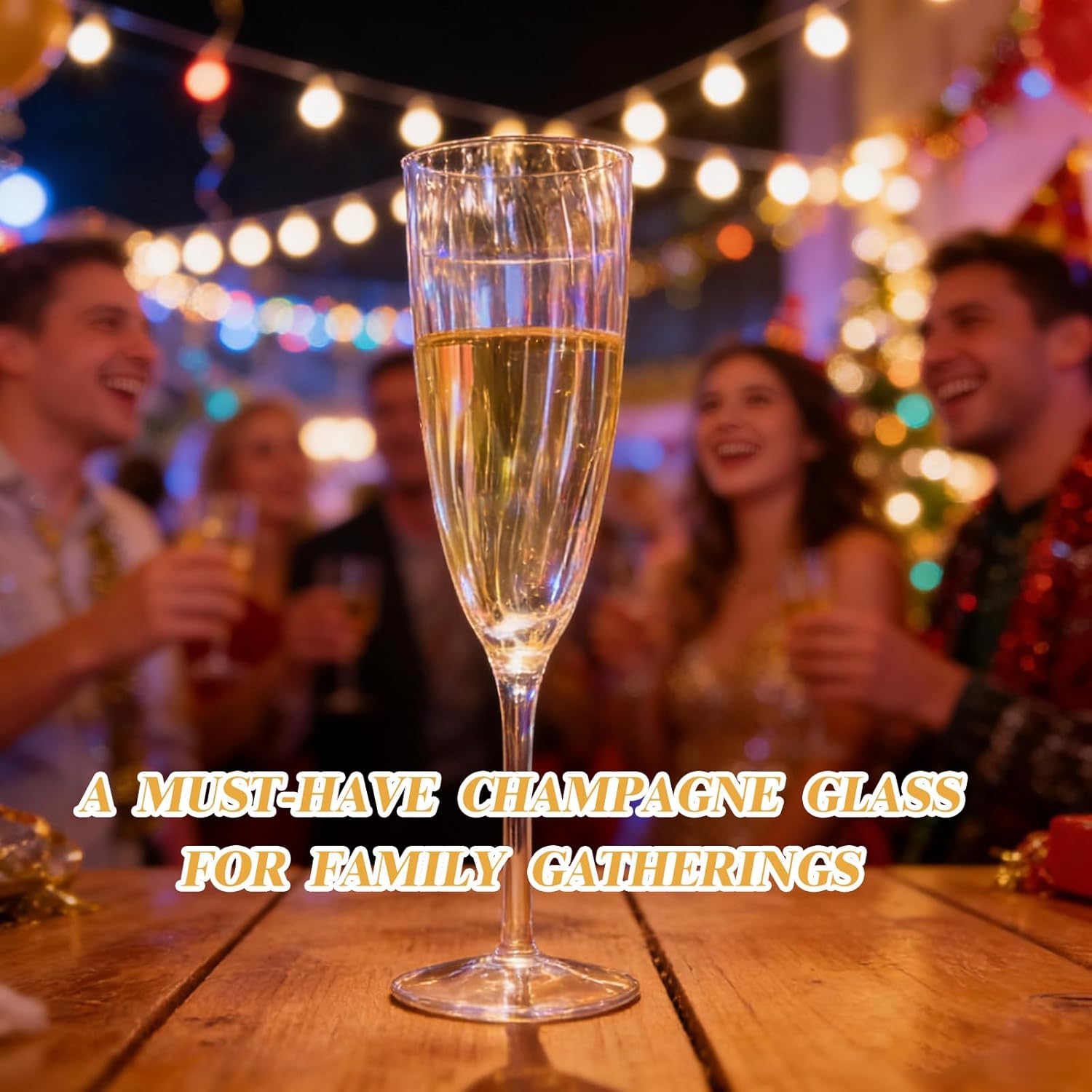 36-Pack Clear Plastic Champagne Flutes, 6 oz - Shatterproof Reusable Pre-assembled Wine Glasses for Weddings, Parties, Birthdays, and Mimosas