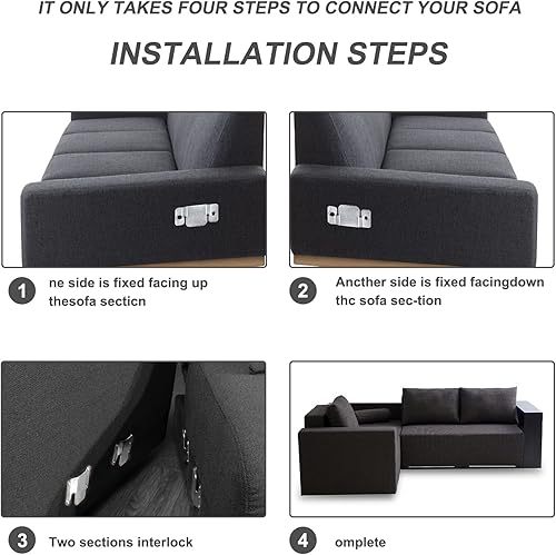 Miniatura 6 de DEEPDREAM 12 conectores seccionales de sofá de metal, clips de sofá, conector de muebles entrelazados con 28 tornillos 12 piezas