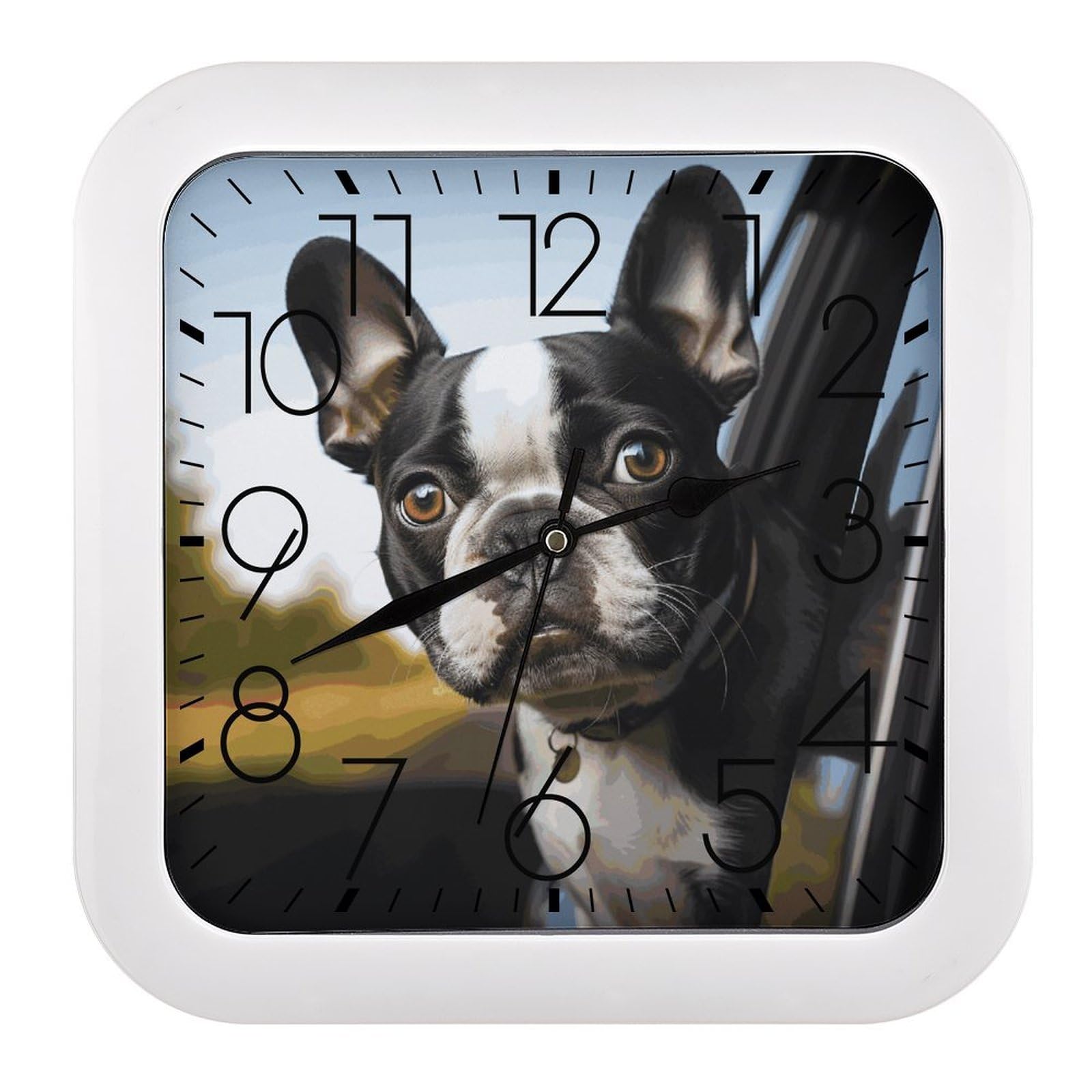 Horloge murale chiot 25,4 cm de précision avec cadran carré robuste