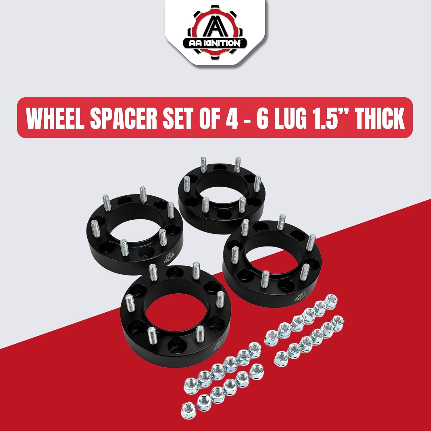 AA Ignition Wheel Spacer Set of 4-6 Lug 1.5 inch 38mm Hub Centric 6x5.5 - Compatible with Toyota Vehicles - 1996-2018 4Runner, 01-07 Sequoia, 2001-18 Tacoma, 00-06 Tundra, FJ Cruiser - 6x139.7mm